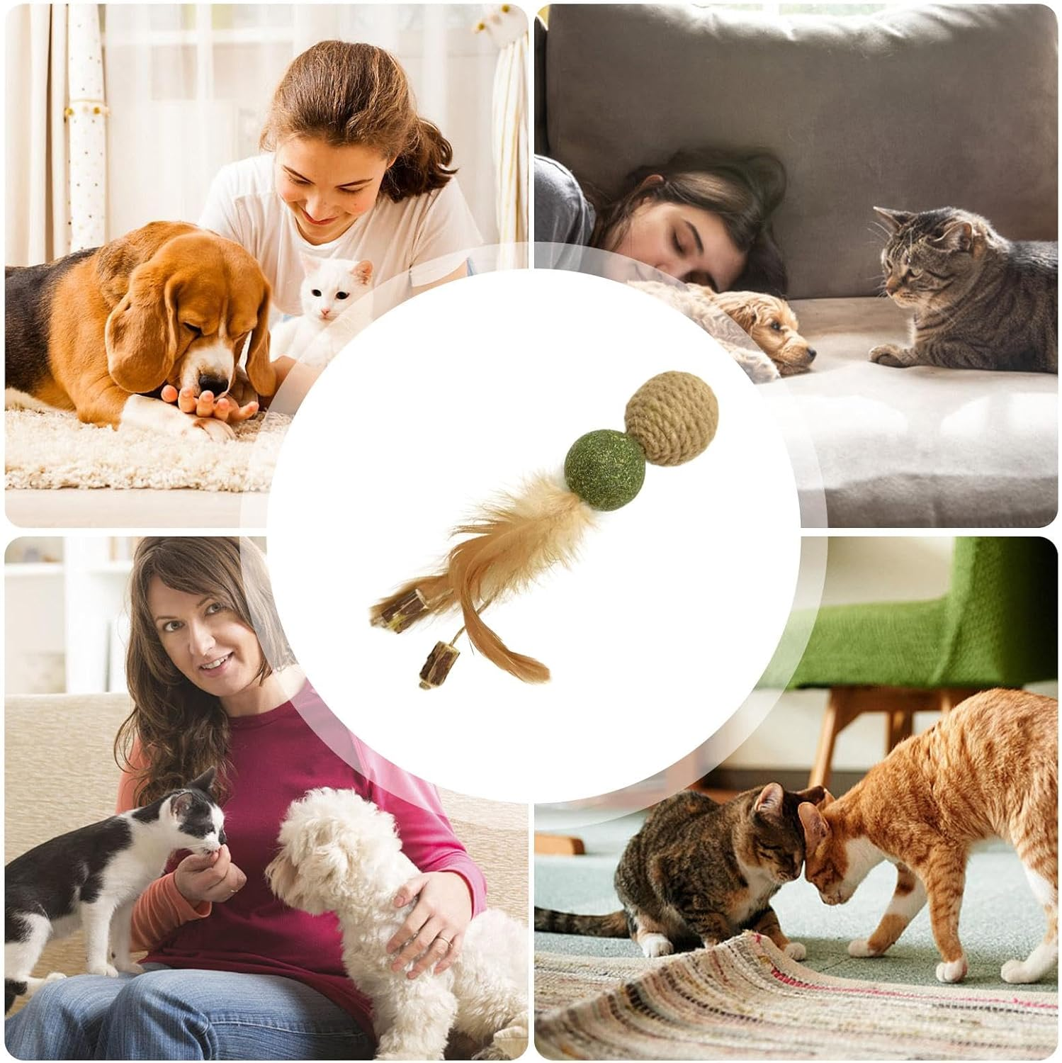 Furtryvl Interactive Cat Toy with Feather - Catnip Kitten Toy - Pet Training Tool for Boredom and Stimulating, Interactive Kitten Playing Ball image number 1