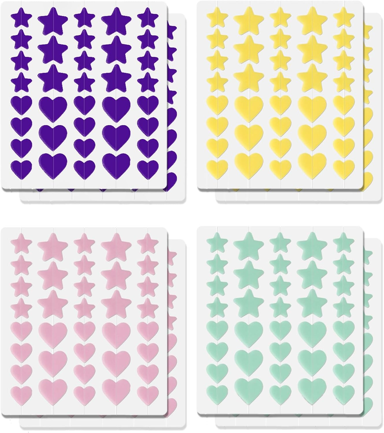 288Pcs Hydrocolloid Acne Patches, Multiple Colors Star Pimple Patch Pimple Patches, Cute Acne Patches in Multiple Sizes for Day and Night (2 Sheets * 4 Patterns) image number 6