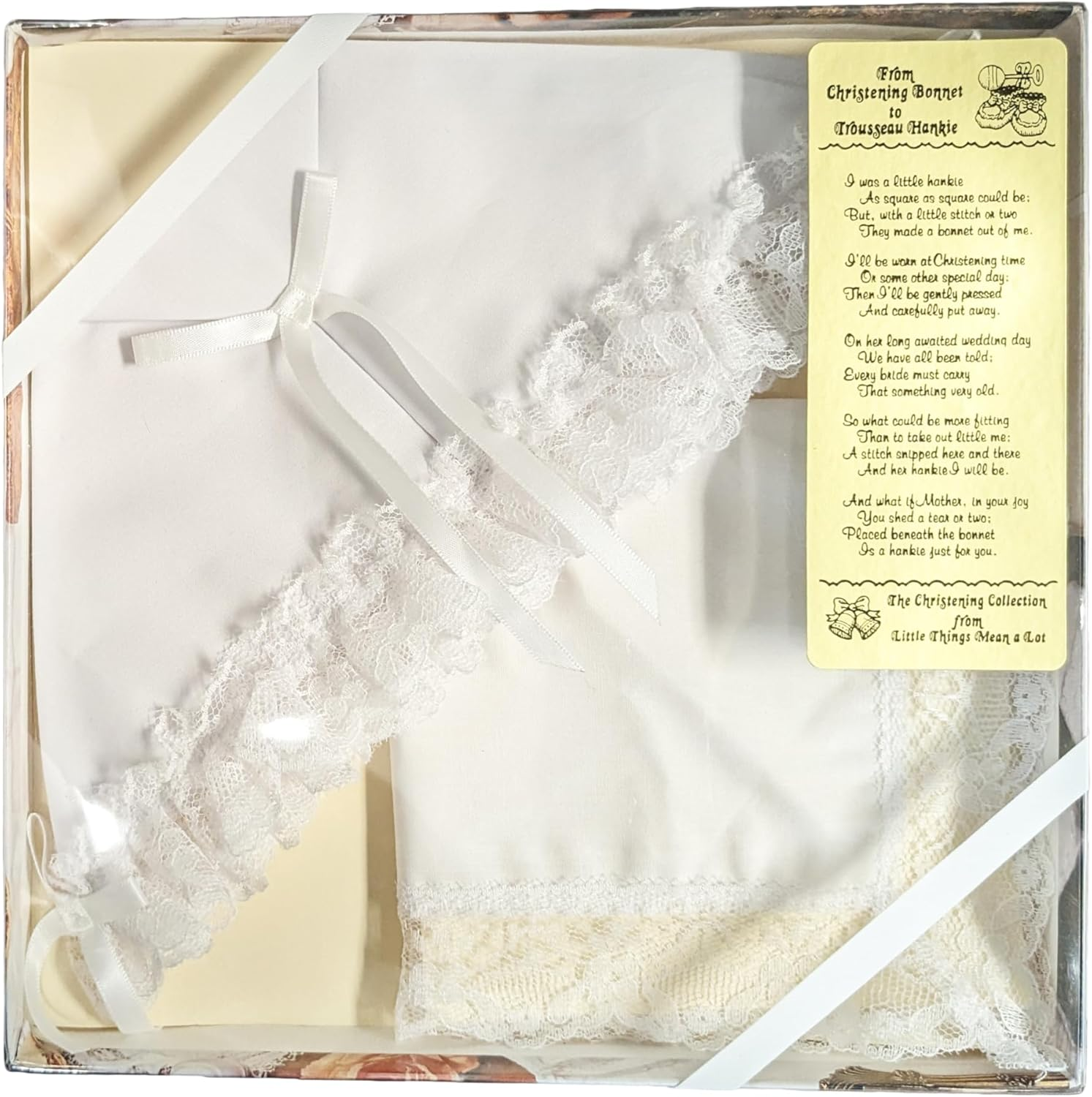 Christening Bonnet to Trousseau Hankie - Narrow Lace image number 1