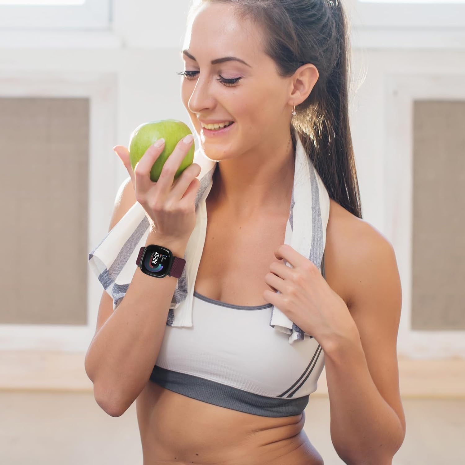 Compatible with Fitbit Versa 3/Fitbit Versa 4 /Fitbit Sense/Fitbit Sense 2 Bands for Women Men,Adjustable Stretchy Solo Loop Elastic Nylon Sport Strap for Versa 4/Versa 3/Sense 2/Sense image number 6