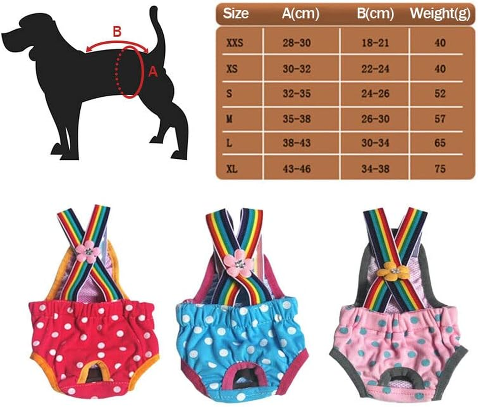 AIMALL Female Pet Dog Cat Puppy Diaper with Suspenders, Reusable Sanitary Nappy Pants for Menstrual Care, Heat Protection, Washable Underwear in Multiple Sizes