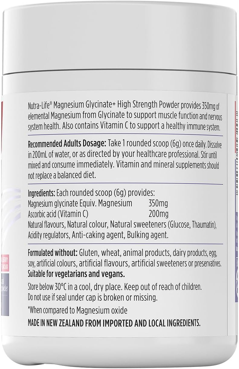 Nutra-Life Magnesium Glycinate+ High Strength Powder 180G