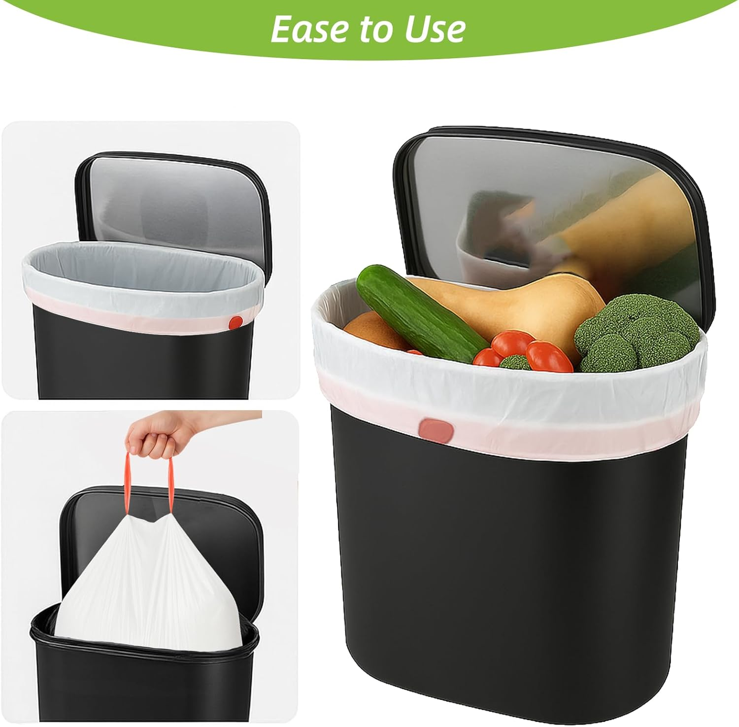 Makmefre 50L Drawstring Tall Kitchen Trash Bags,Clean Fresh Scent and Heavy Duty Garbage Bags(100 Count,60X70Cm)