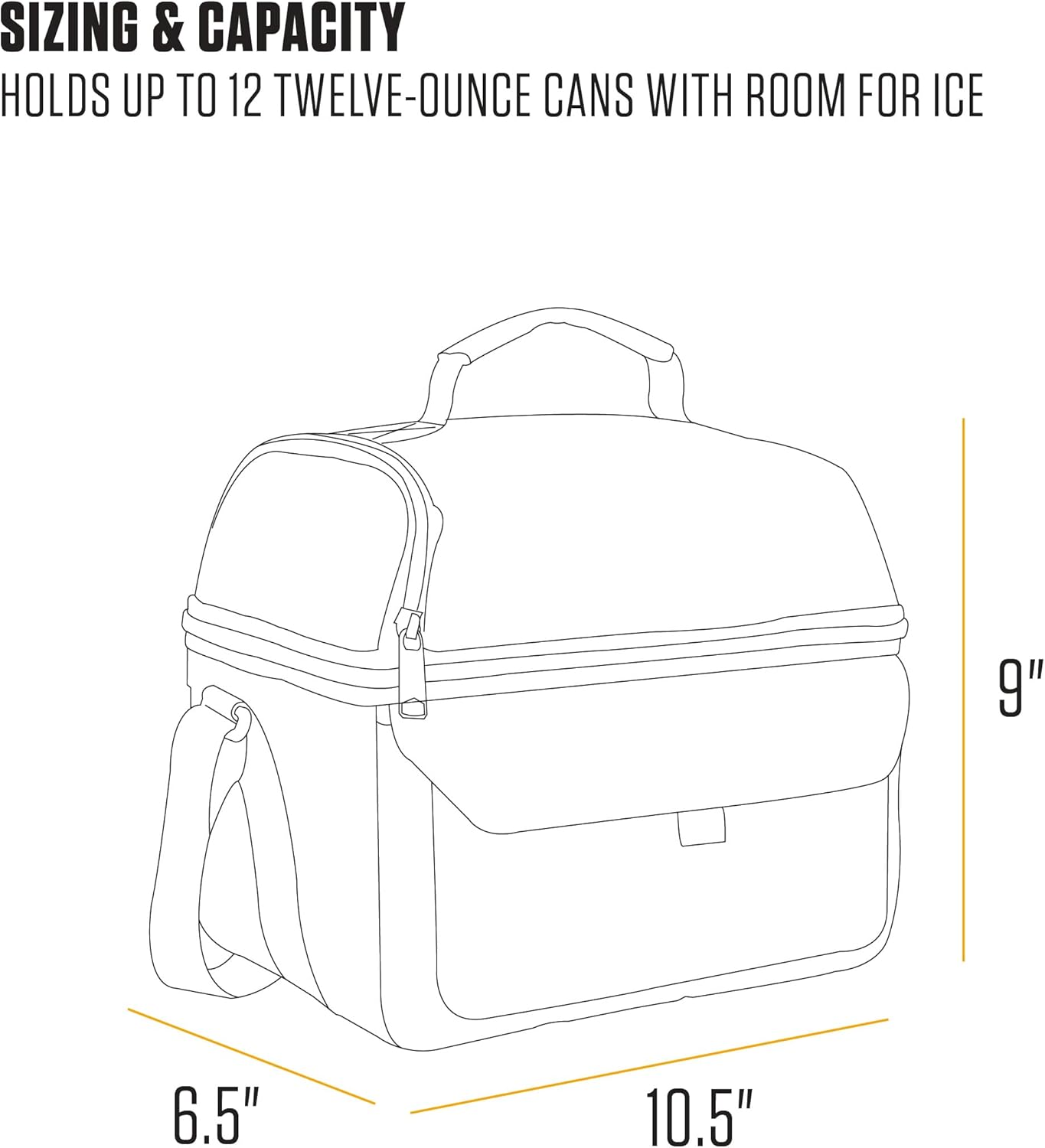 Carhartt Insulated 12 Can Two Compartment Lunch Cooler Tarmac OS - Large Lunchbox (Carhartt Brown) image number 6