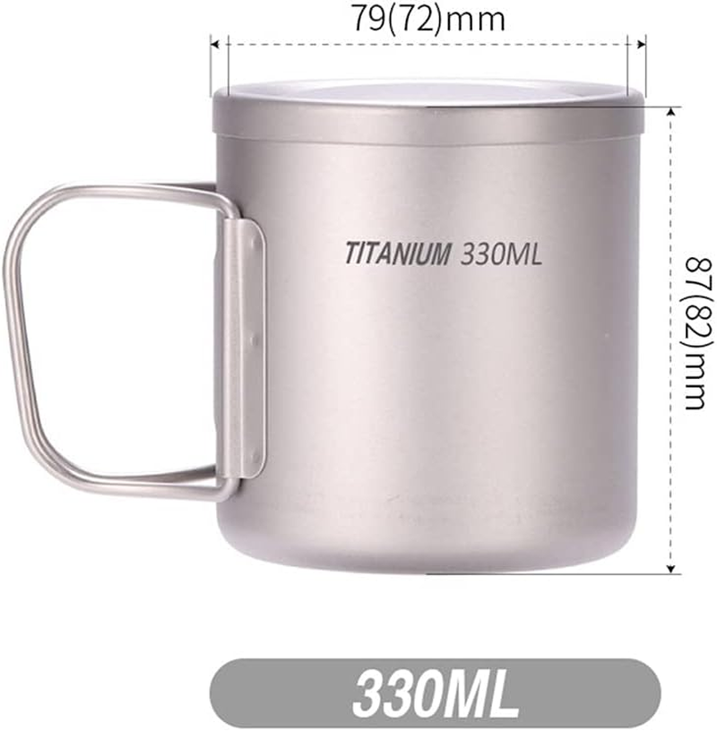 WENCHUAN 220Ml/330Ml/450Ml/550Ml Double Wall Titanium Water Cup Coffee Tea Mug for Home Office Outdoor Camping Hiking Backpacking Picnic image number 3