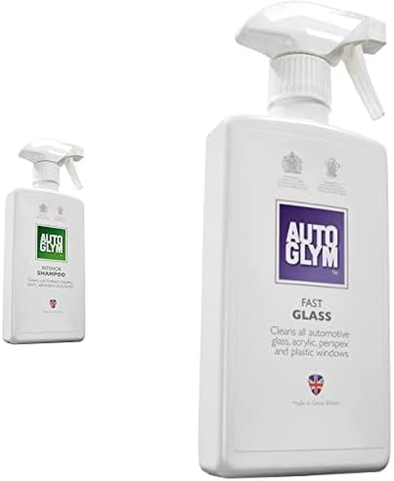 Autoglym Automotive Interior Cleaning Bundle. Includes Fast Glass, Interior Shampoo, 2 Cloths. for Glass, Carpet, Fabric, Upholstery.