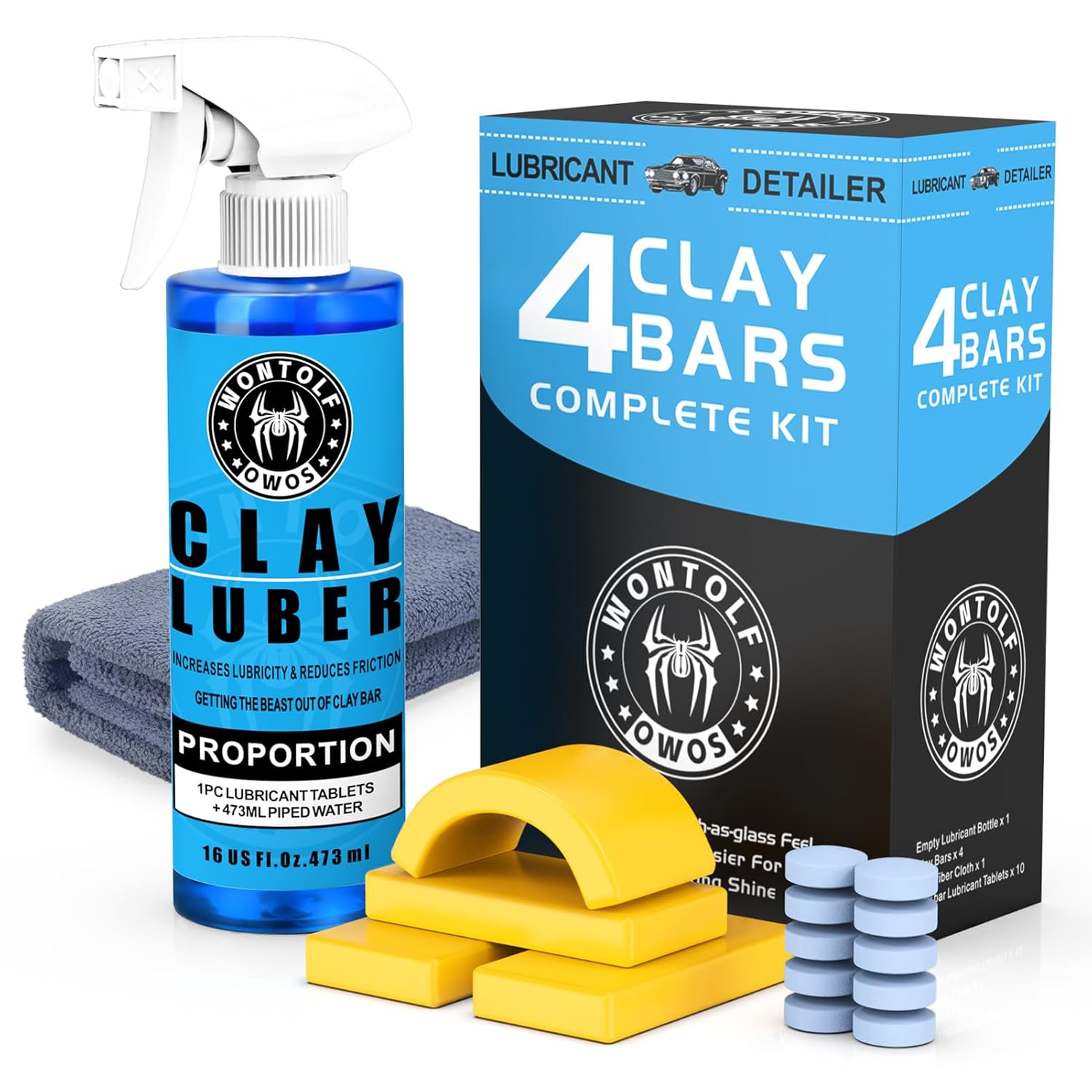 Wontolf Heavy Duty Clay Bar System for Car Detailing, Kit Includes 4 Ultra Fine Clay Bars, Luber Synthetic Lubricant, Microfiber Towel image number 4