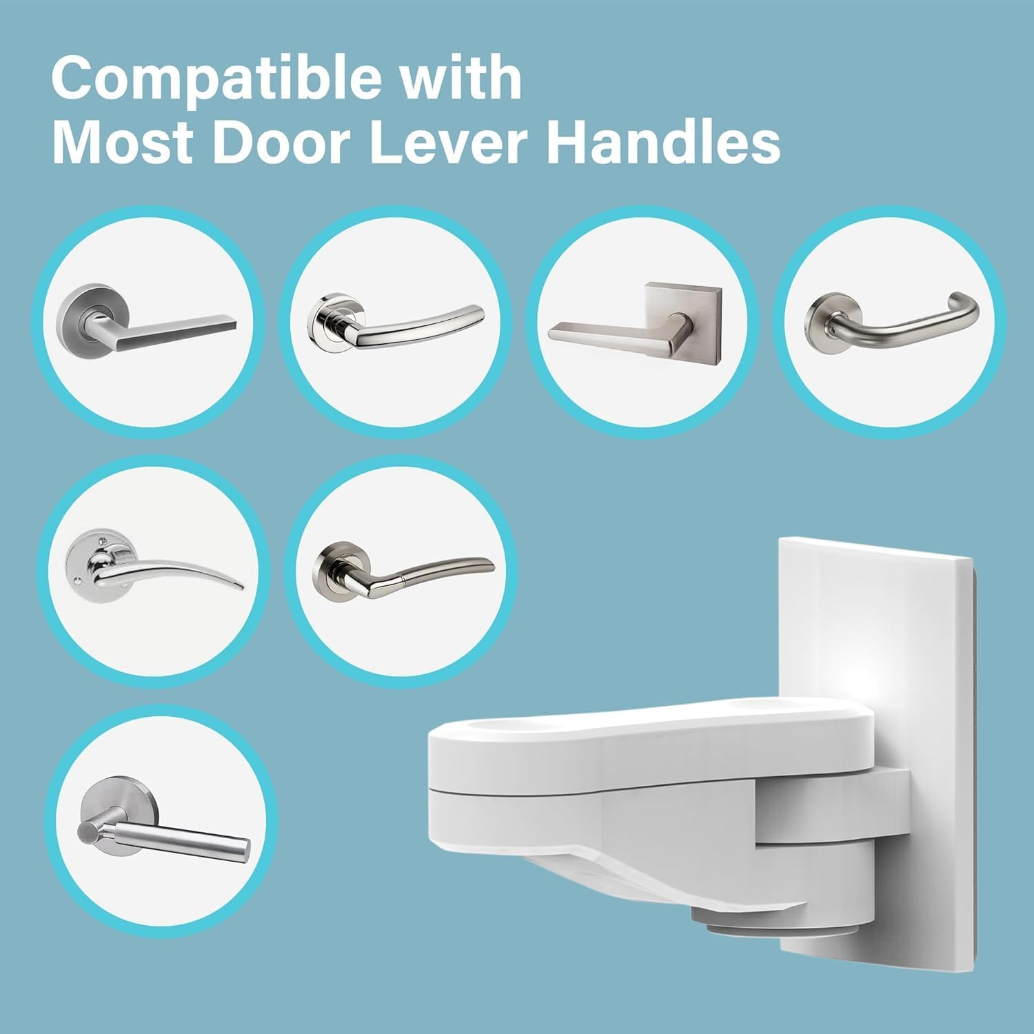 Shengsenfu Childproof Door Lever Lock, Baby Safety Door Handle Lock, Easy to Install and Use 3M Adhesive No Tools Need or Drill, Child Safety Locks for Doors, Baby Proof Door Handle Lever, Lever Locks image number 3