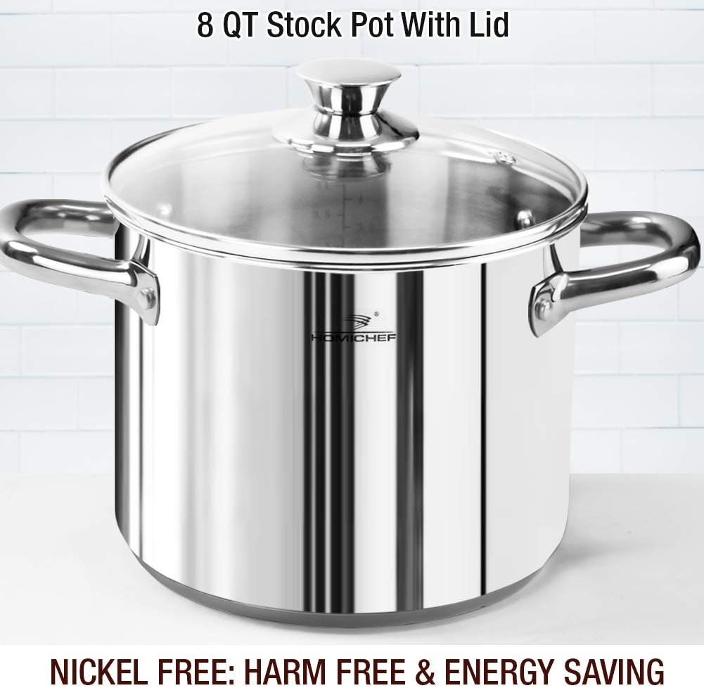 HOMI Chef 14-Piece Nickel Free Stainless Steel Cookware Set - Nickel Free Stainless Steel Pots and Pans Set - Stainless Steel Non-Toxic Cookware Set - Stainless Steel Healthy Induction Cookware Sets image number 5
