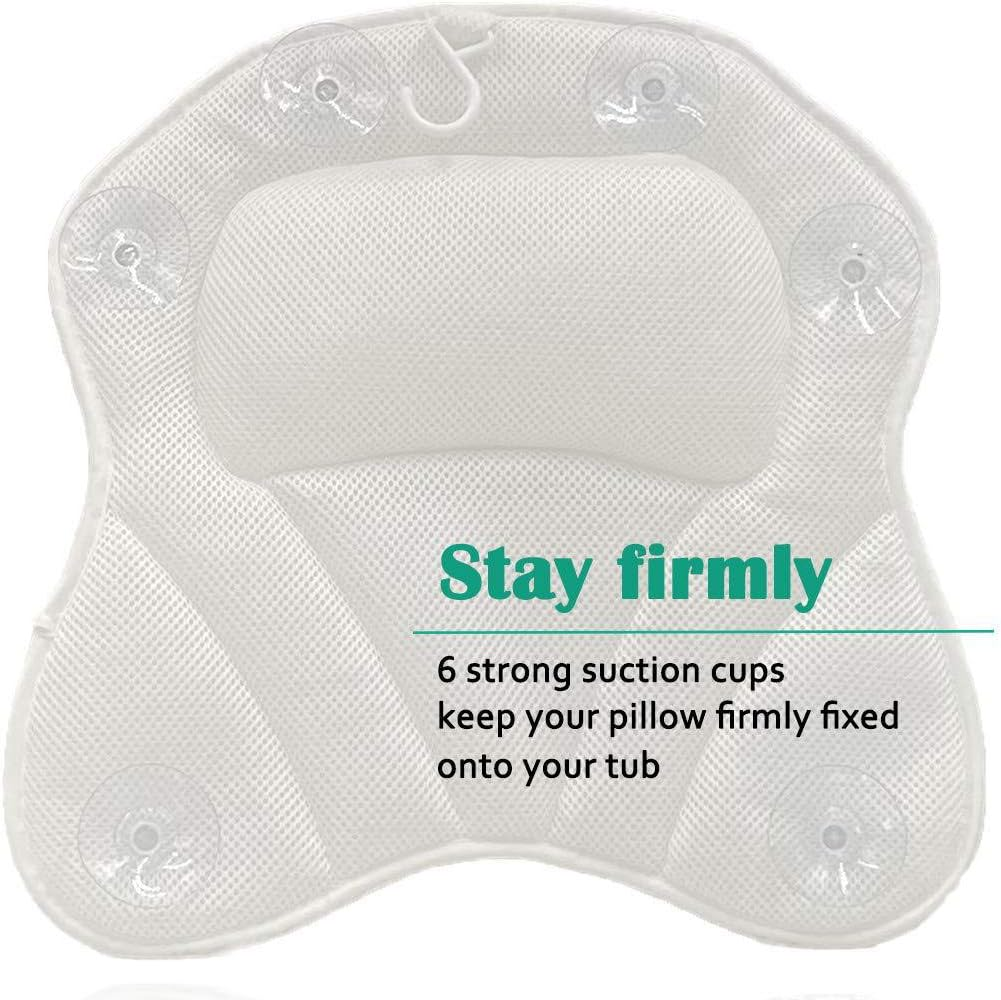 Bathtub Pillows, 3D Mesh Spa Bath Pillow for Bathtub, Spa with 6 Strong Grip Suction Cups Comfortable & Quick Dry for Neck Head Shoulder Support image number 1