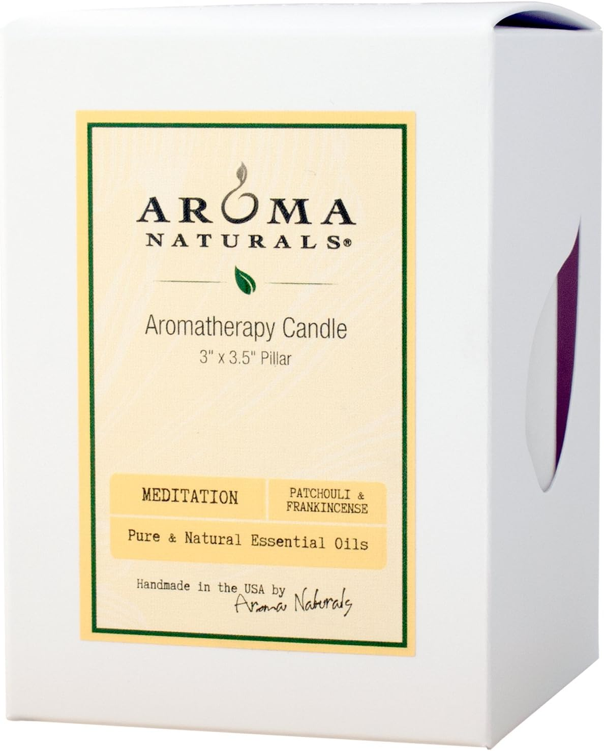 Aroma Naturals Patchouli and Frankincense Essential Oil White Scented Pillar Candle, Meditation, 3 Inch X 3.5 Inch image number 1