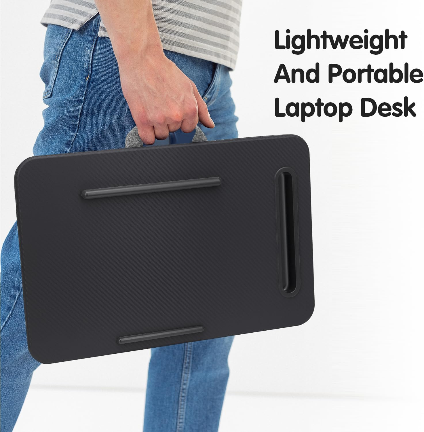 SEDISON Laptop Lap Desk Portable Laptop Table Stand for Bed with Device Ledge and Phone Holder Black Laptop Cushion Fits up to 15.6 Inch Laptops, Home Office Laptop Accessories image number 3