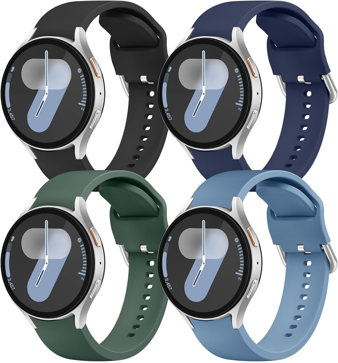 [4 Pack]Silicone Bands for Samsung Galaxy Watch 7 Bands/Samsung Galaxy Watch 7/FE/6/6 Classic/5/5 Pro/4 Women Men, 20Mm Soft Comfortable Adjustable Sports Replacement Strap