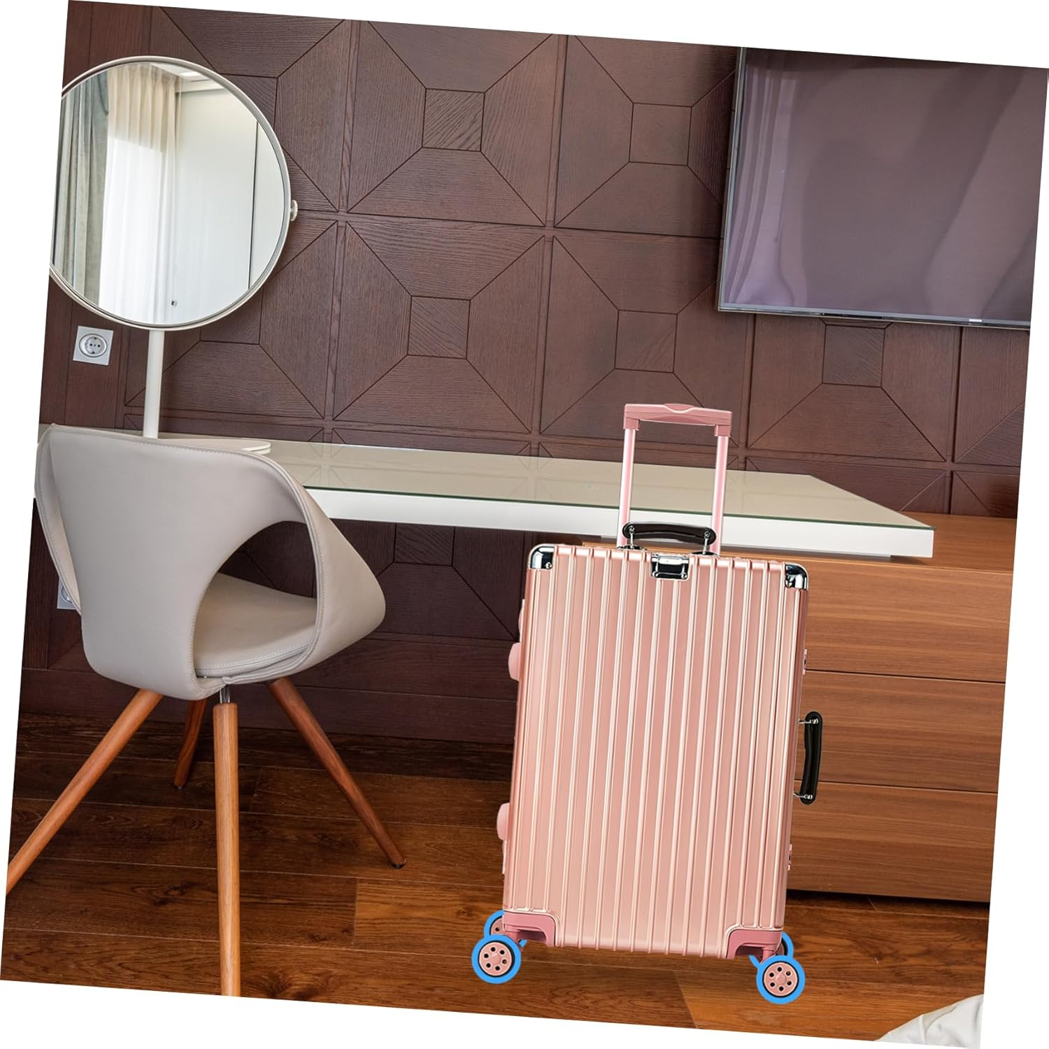 Anneome 8Pcs Rubber Luggage Wheel Covers Noise Reduction Suitcase Wheel Protectors for Travel Suitcases, Lake Blue Luggage Caster Covers Suitable for Hardwood Floors image number 6