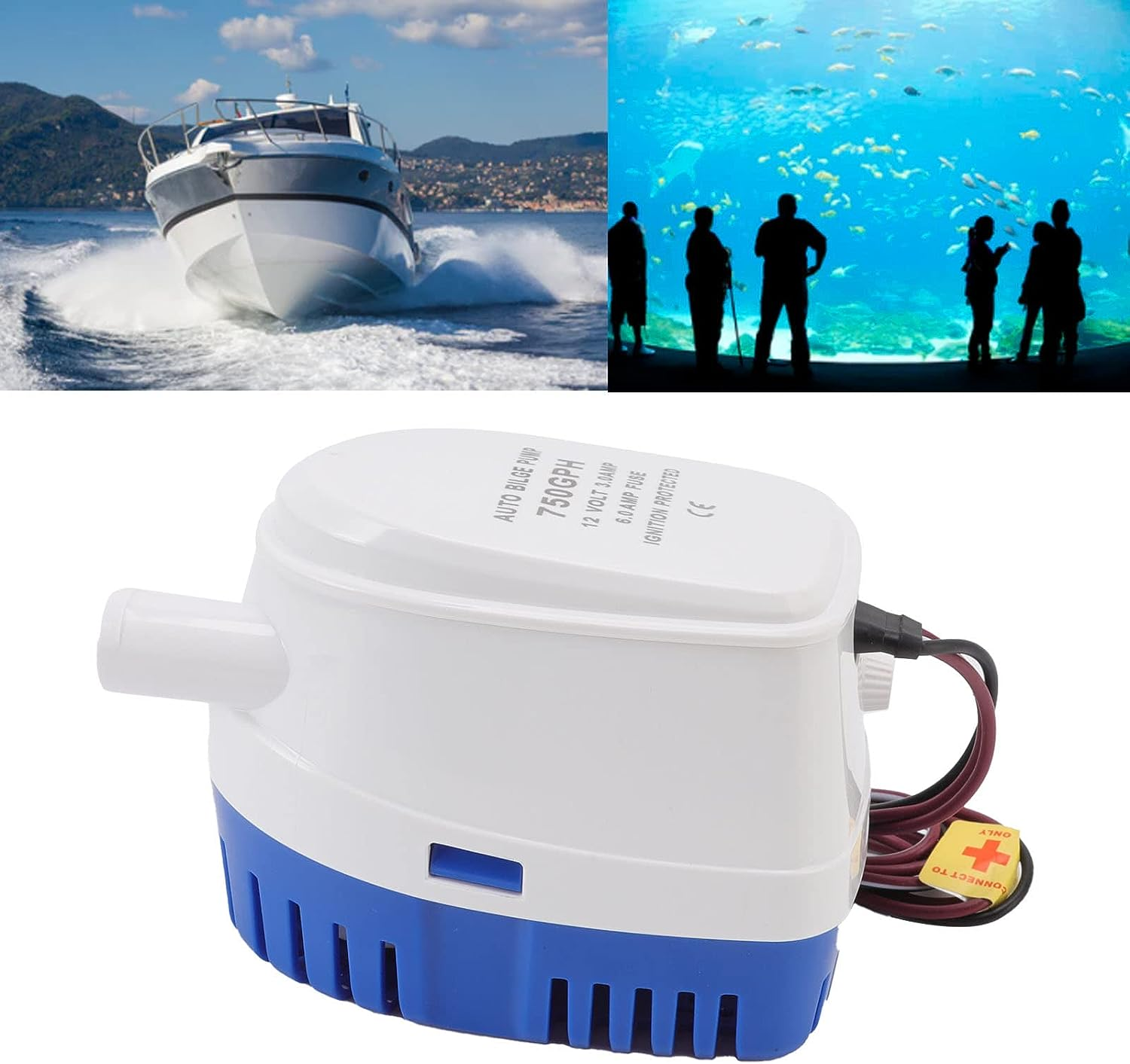 DC Submersible Water Pump, Automatic Submersible Boat Bilge Water Pump with Float Switch, Small Size, Span Integrated Multifunctional, Marine Electric Bilge Pump for Aquariums (12V) image number 4