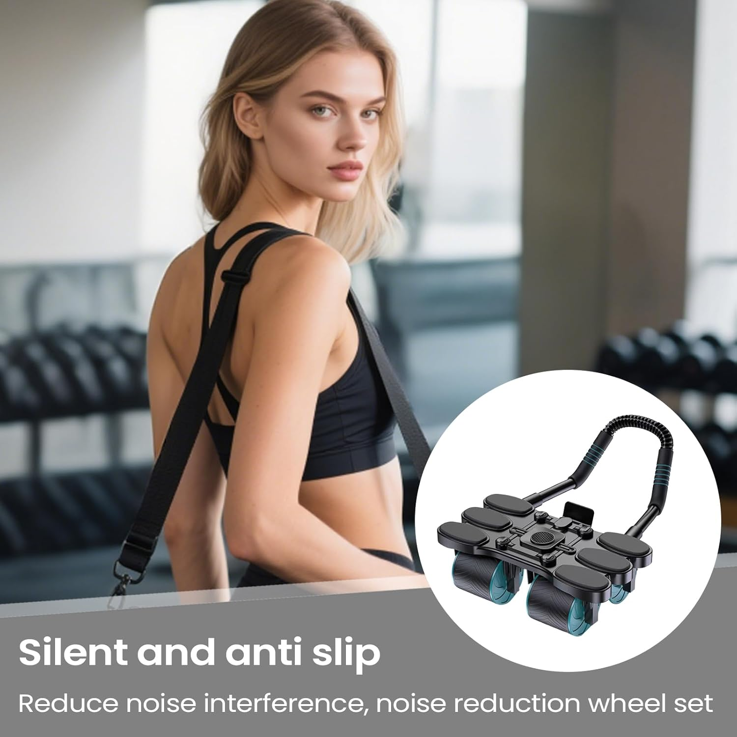 Abdominal Exercise Roller | 4-Wheel Muscle Workout Auto Rebound Ab Roller,Core Muscle Building Equipment with Elbow Support for Home Gym Dorm Travel Apartment image number 3