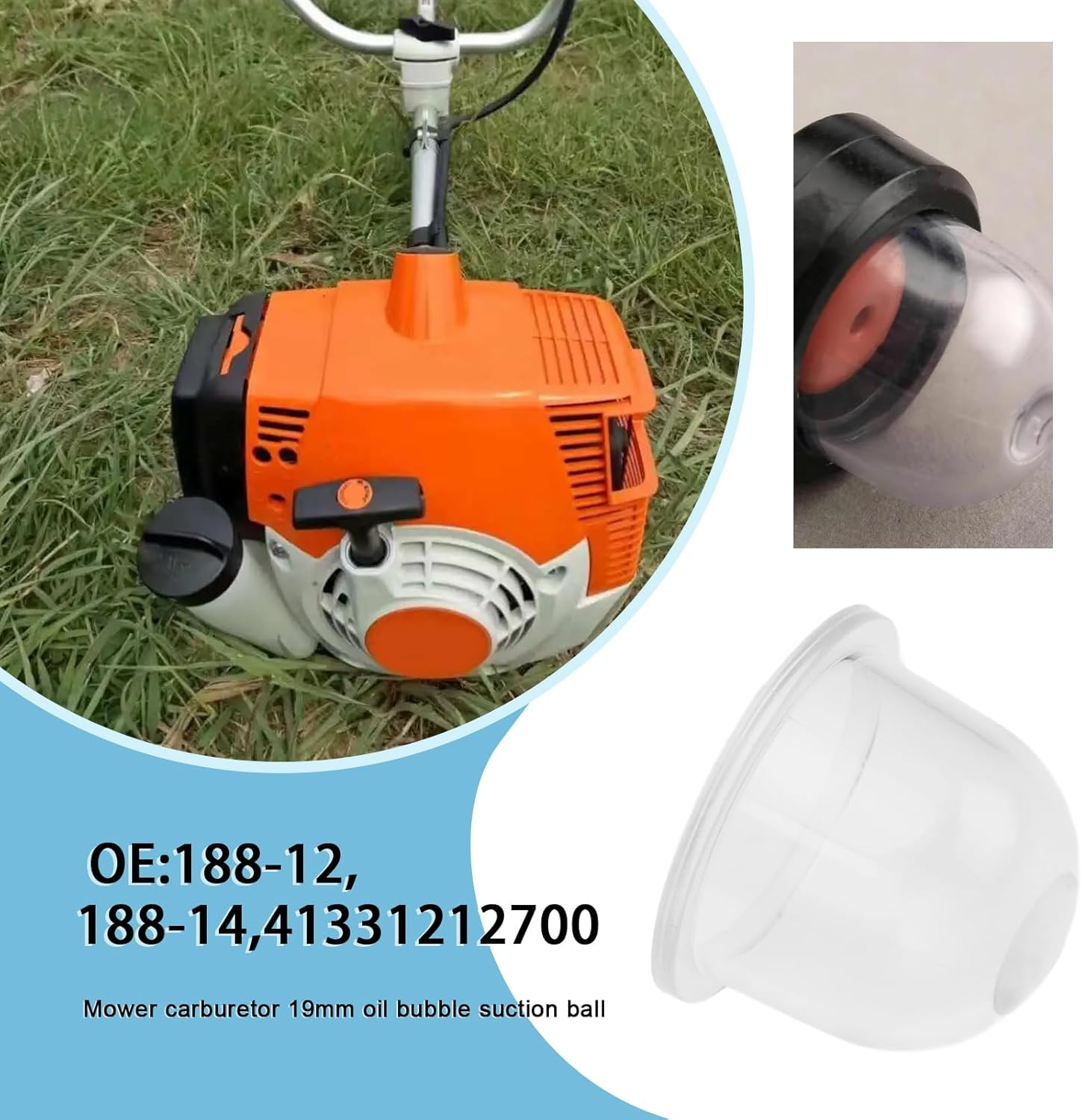 SING F LTD 5Pcs Carburetor Primer Bulb Replacement Part 188-12 188-14 41331212700 Compatible with STIHL FS72 FS74 FS75 FS76 FS80 FS85 (19Mm) image number 5