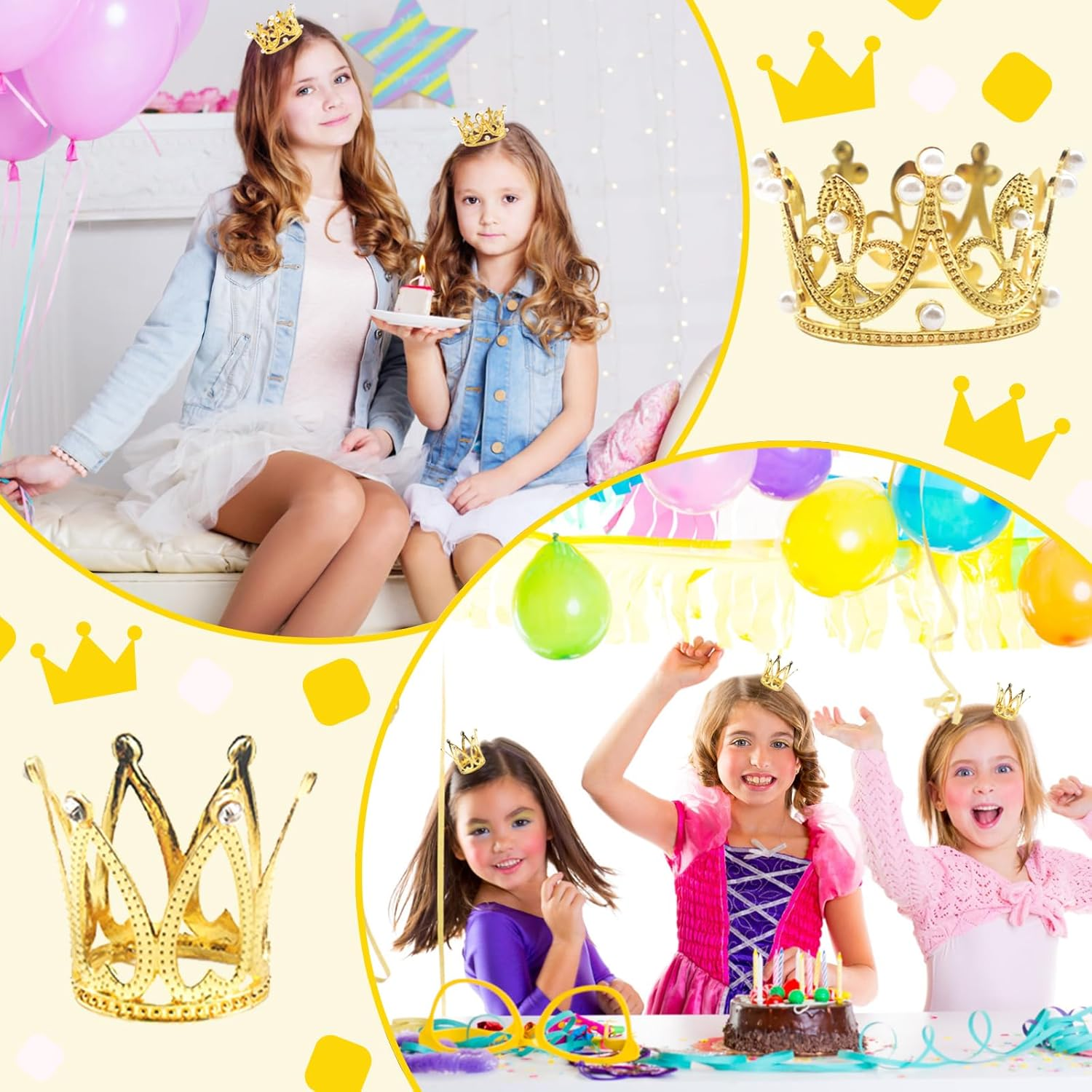 Benvo 40 Pcs Gold Crown Cake Topper Pearl Rhinestone Mini Crowns Small Diamond Tiaras for Flower Bouquet Cupcake Centerpieces Decoration of Girl Lady Bridal Wedding Birthday Party, 4 Crown Designs image number 4