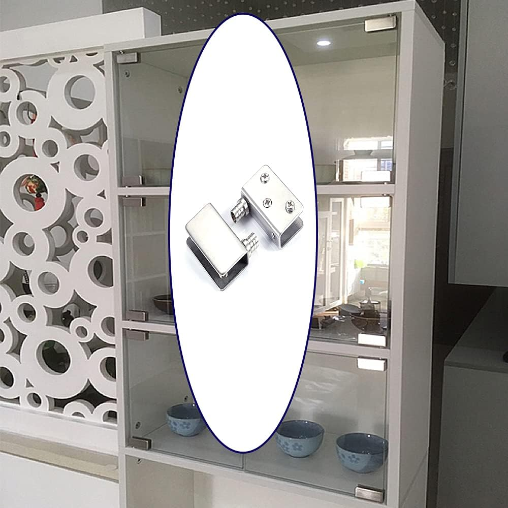 Glass Door Hinge Glass Door Pivot Hinge for Free Swinging Glass Doors Used for Cabinet Glass Pivot Door Orcupboard Cabinet Glass Doors Polished Chrome Door Hinge(1Pair) (Silver) image number 2