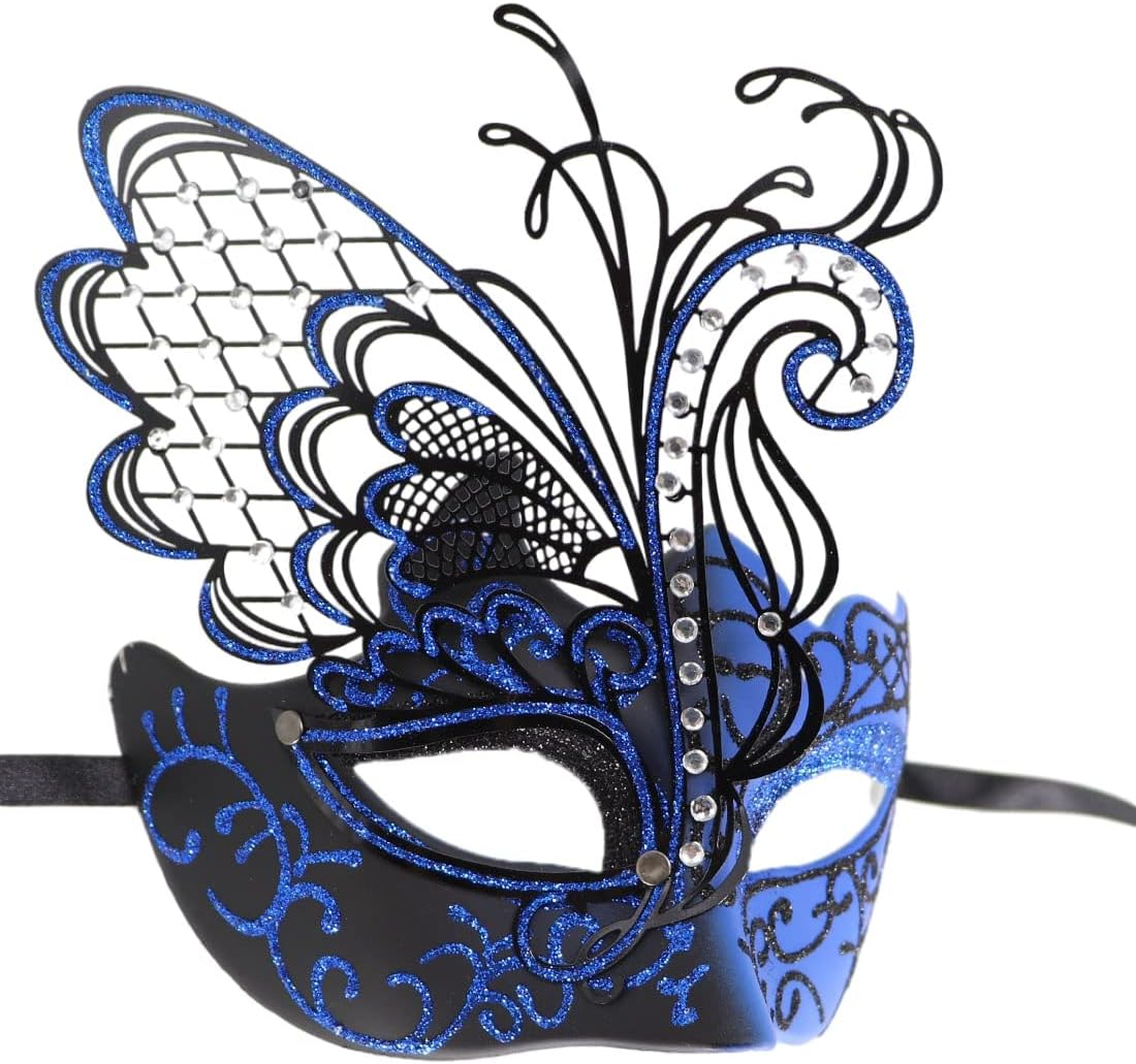 Male Venetian Mardi Gras Halloween Party Masks Evening Prom Mask Bar Costumes Accessory Masquerade Mask for Women - Black image number 6
