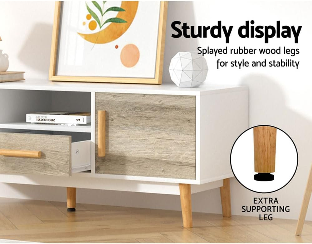 Artiss TV Unit Cabinet Entertainment Units, Wood Stand Table Cabinets Storage Shelf Organiser Cupboard Home Living Room Bedroom Furniture, with 3 Drawer White