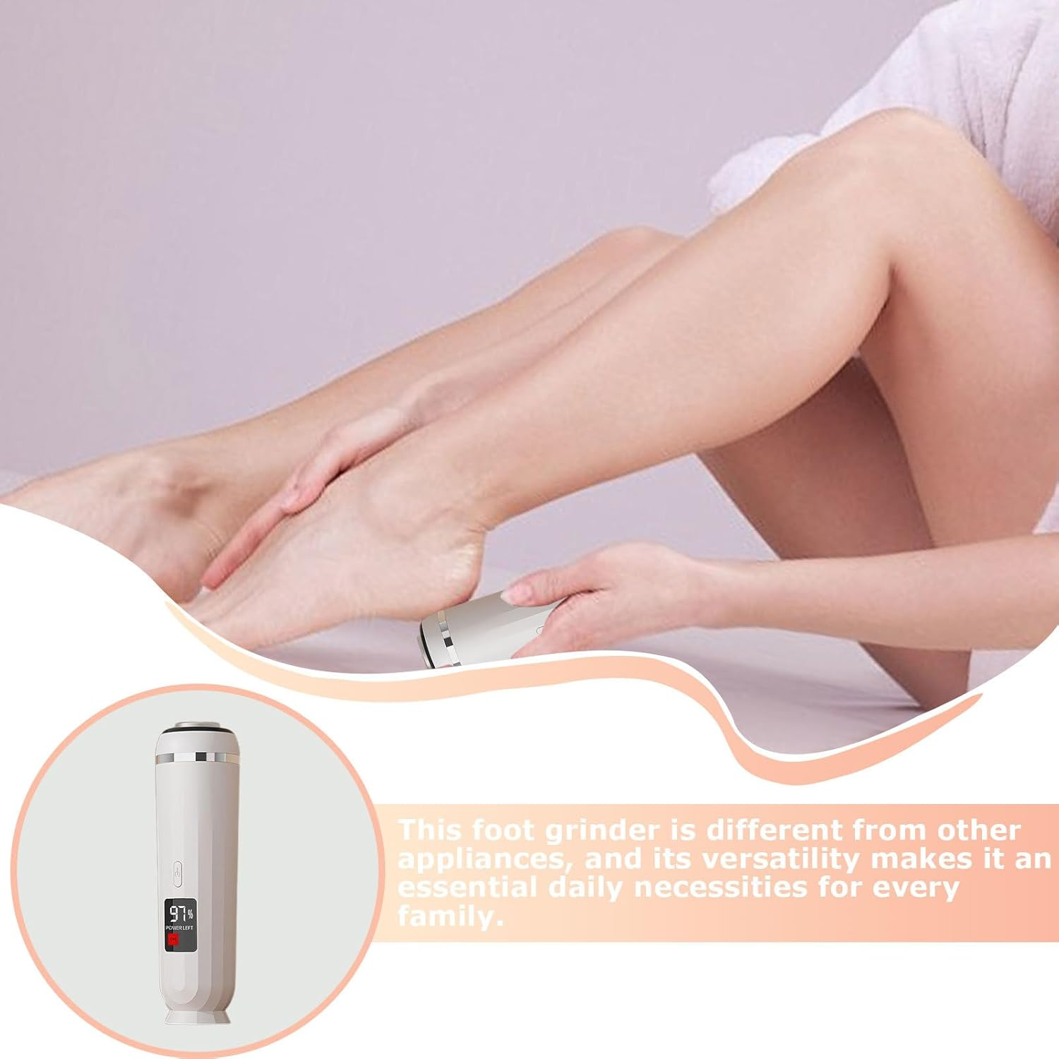 Electric Foot File,Waterproof Pedicure Device,Electric Foot Grinder Device - for Home Travel Apartment School Women Men Senior - Pink image number 3