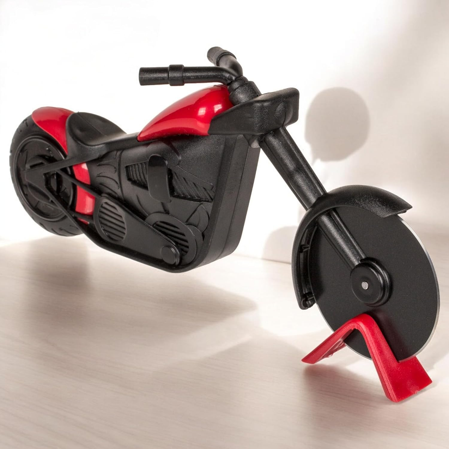 MIJOMA Pizza Cutter Motorcycle - Trendy Pizza Scooter in Motorcycle Design, Stainless Steel Wheel, Pizza Cutter with Stand, Pizza Wheel Approx. 22 X 10 Cm image number 1