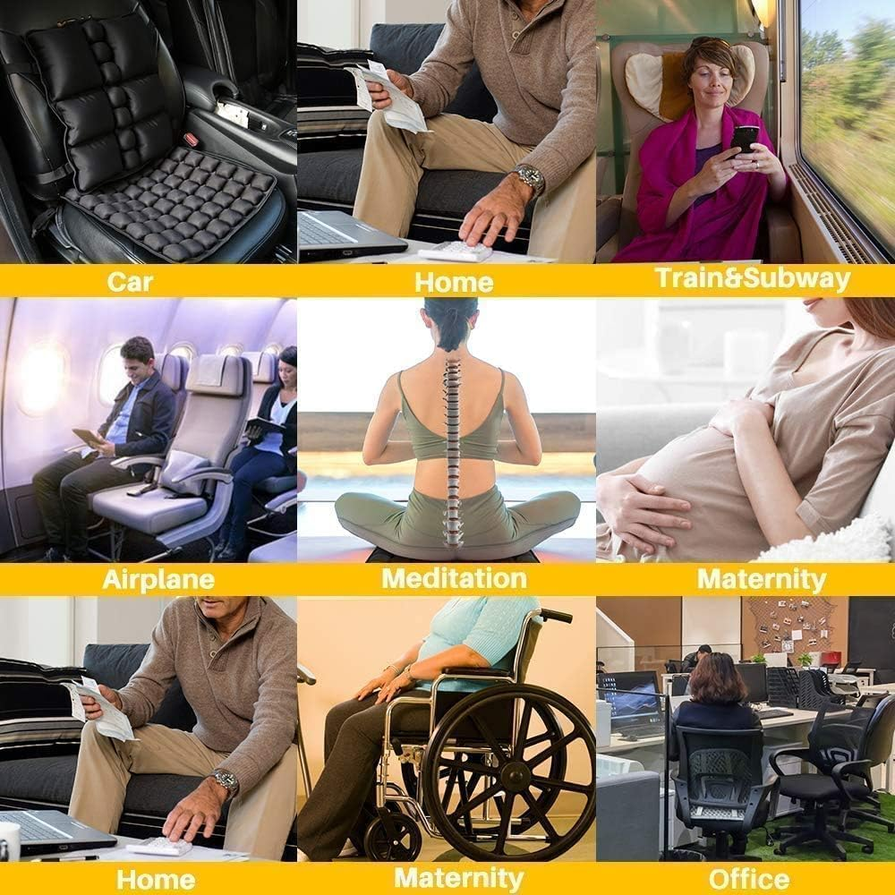Xinm Air Cushion Inflatable Chair 3D Cell Seat Car Portable Breathable Comfort Office Wheelchair Pad Orthopedics Pain Pressure Relief Camping Seat Mat with Air Pump - 40 X 40 X3.5Cm Black image number 4