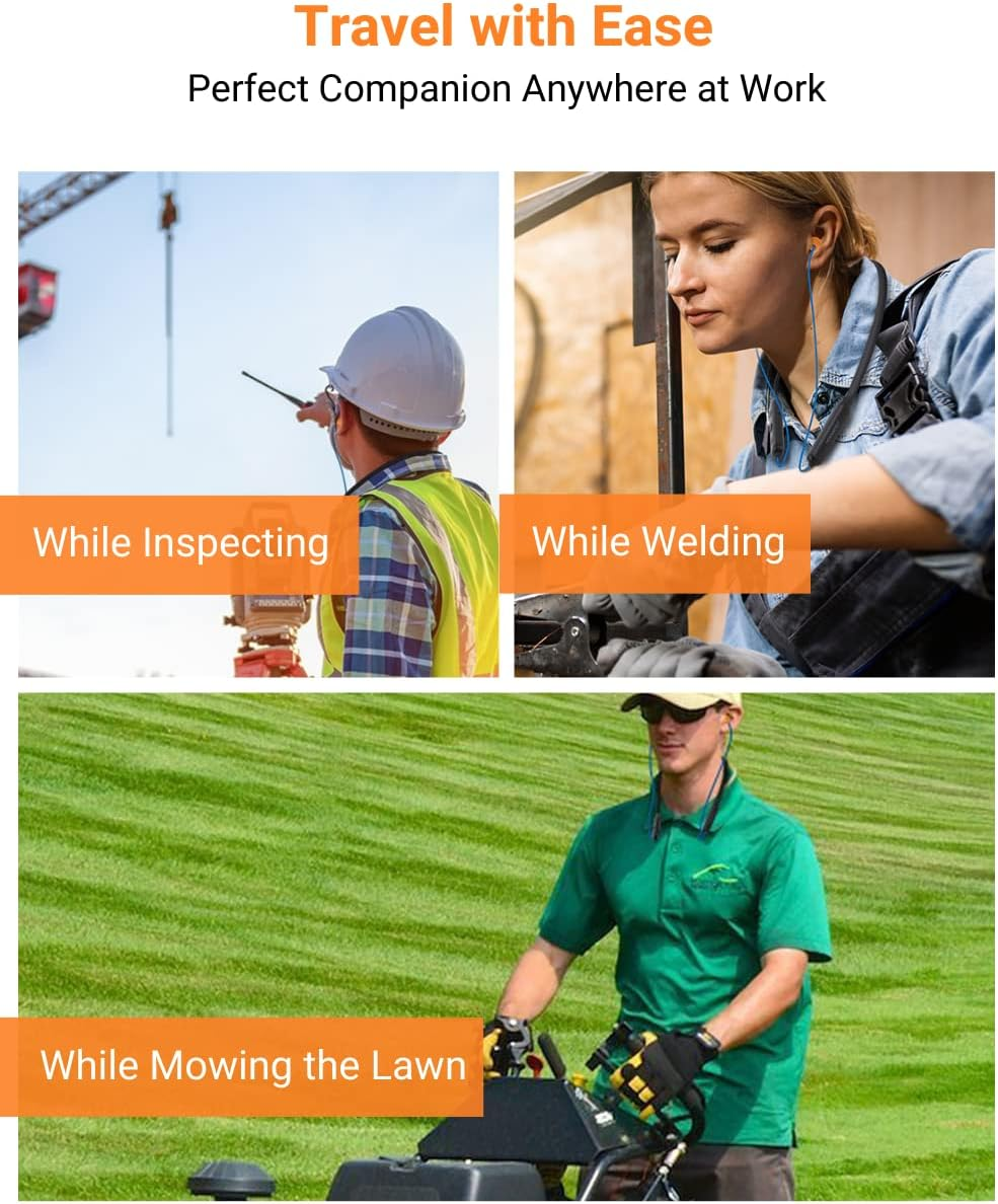 Homespot Noise Reduction Wireless Neckband Headphones with Qualcomm Aptx HD, 27Db NRR, CVC Noise Cancelling Mic & Controls and 20H Playtime for Work Safety OSHA Compliant image number 6