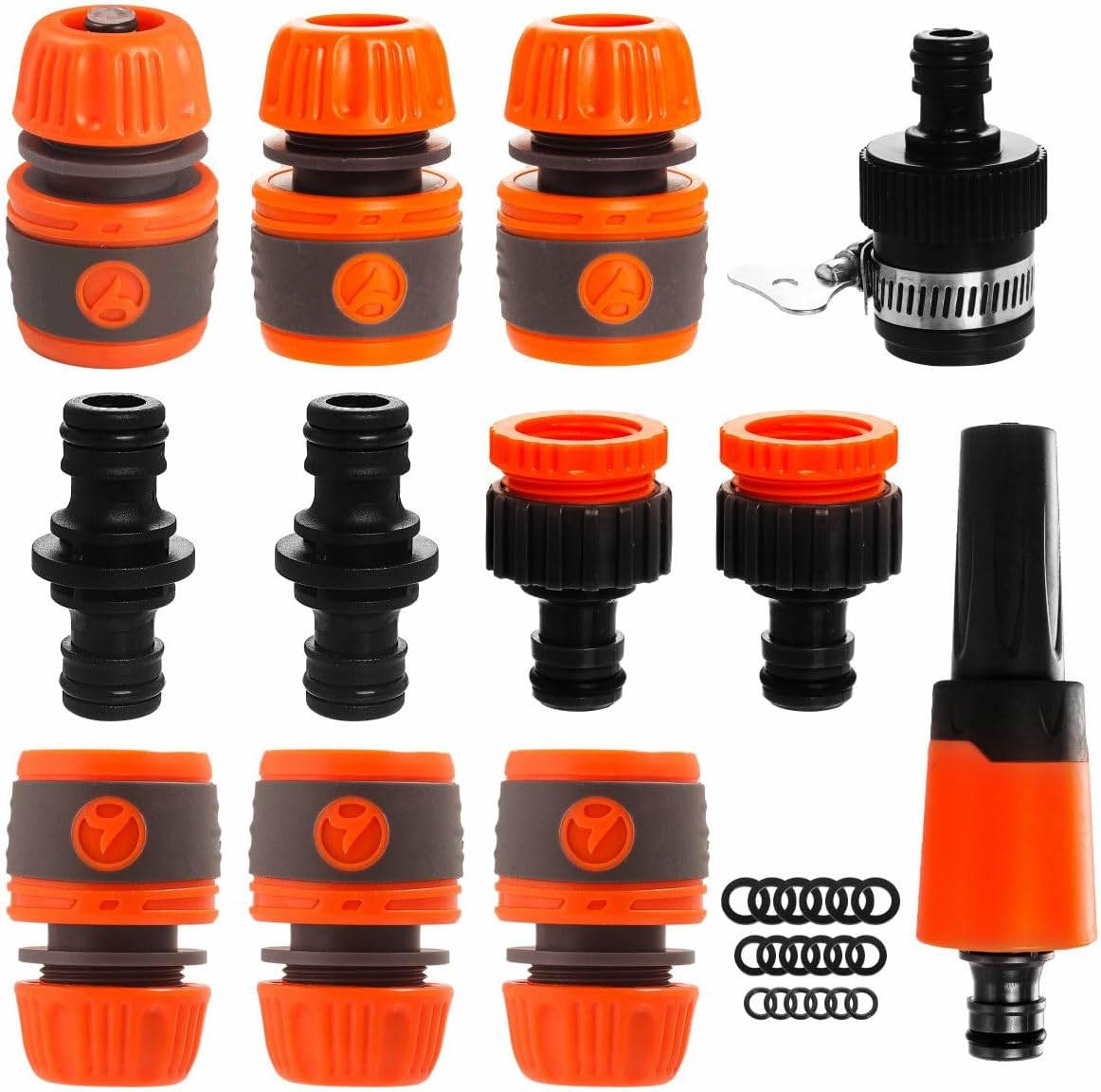 Brass Garden Hose Tap Connector,2Pcs 1/2 Inch Brass Male Threaded Tap Connector for Hose Pipe,1Pcs 1/2 Inch&3/4 Inch 2-In-1 Female Threaded Faucet Adapter Hosepipe Fittings