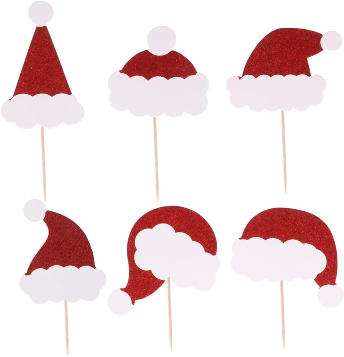 LABRIMP Design Cartoon Christmas Hat Pattern 24Pcs Cake Toppers Food Picks Decorative for Christmas Parties image number 6