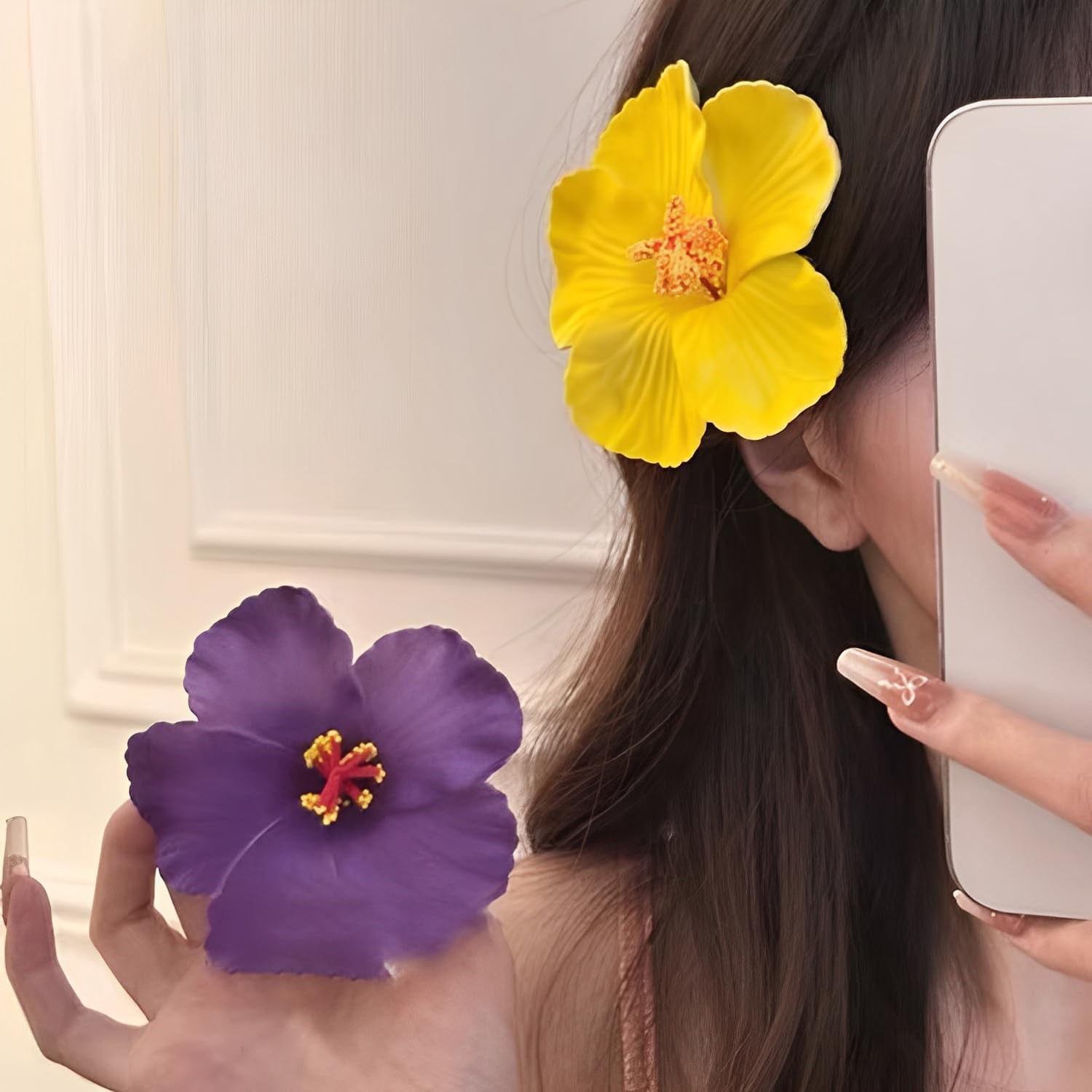 Pack of 5 Flower Hair Pins, Elee and Simple Hair Accessories, Beach Party Hair Accessories, Hairstyle Decorations, Party Clothing Accessories. image number 2