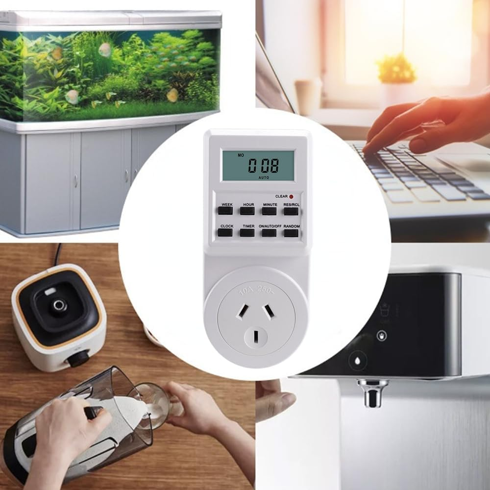 Poemtian Digital Timer Switch Automation Power Socket Electric Countdown Timer Power Switch Socket Timer Switch Energy Saving Multifunctional LCD Display Programmable Timer Switch Socket Timer Outlet image number 2