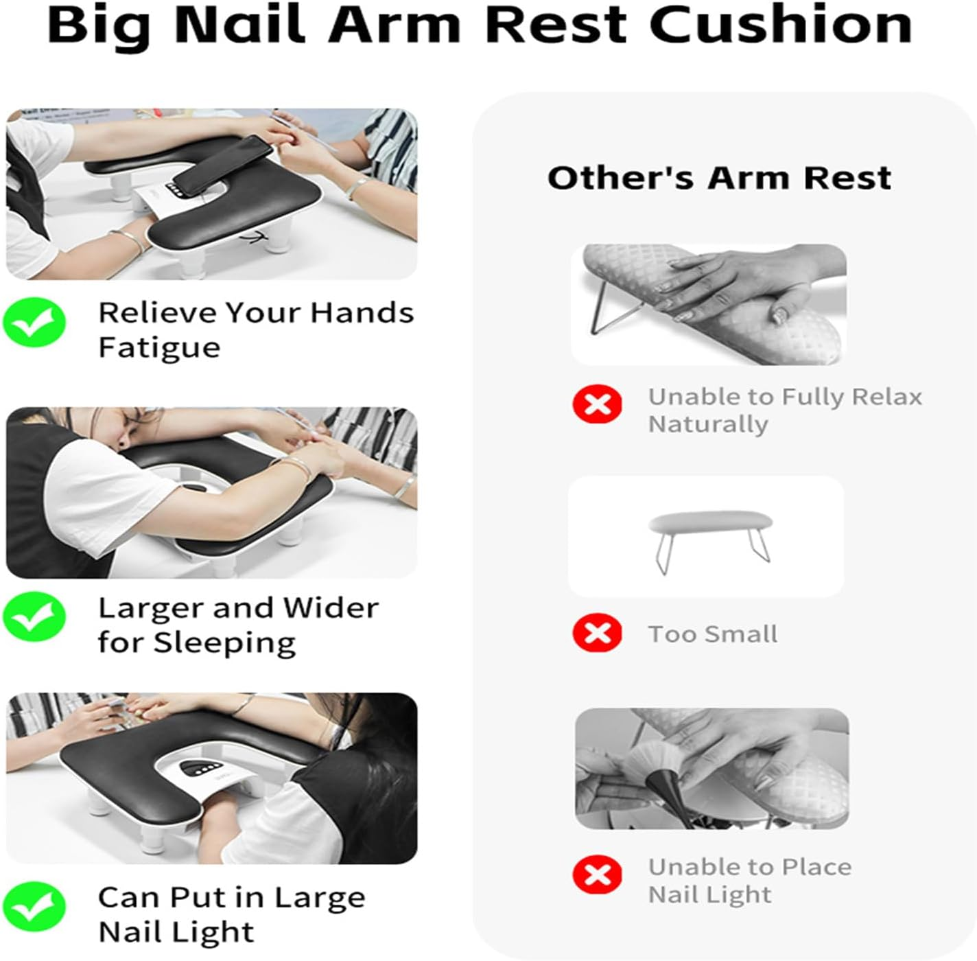 Manicure Arm Rest, Adjustable Height U-Shaped Arm Rest Nail Pillow PU Leather Cushion Armrest Stand, for Professional Nail Technicians Salon or Home Use image number 1