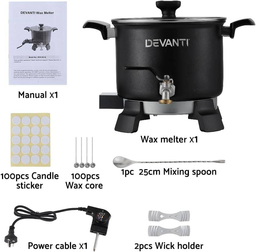 Devanti 5L Wax Melter Candle Making 1200W Melting Pot Furnace Pour Spout Soap image number 1