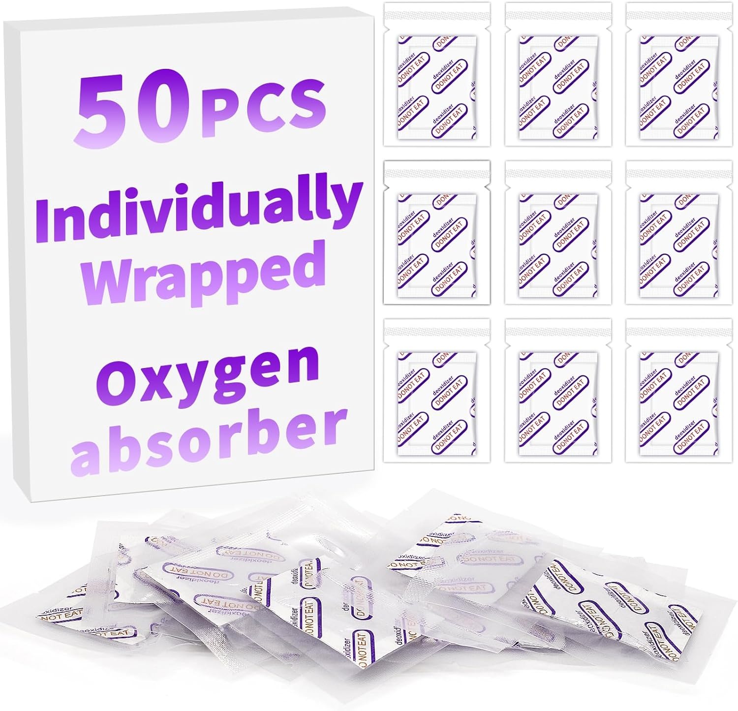 Individually Wrapped - Midukit Oxygen Absorbers for Food Storage 500Cc, 50 Packs, Food Grade Packs for Long Term Food Storage Survival, Mason Jars, Mylar Bags, Canning, Dehydrated, Preserved Foods image number 2