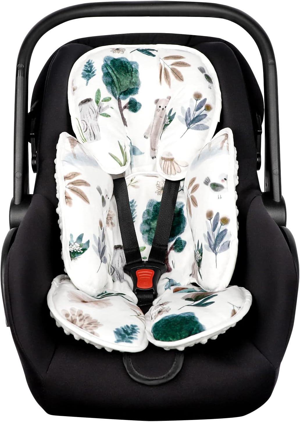 CARUILI Infant Super Soft Infant Cushion Insert Pillow 2 in 1 Body Support for Newborn Girl Baby Cushion for Stroller, Bouncer, Purple Floral