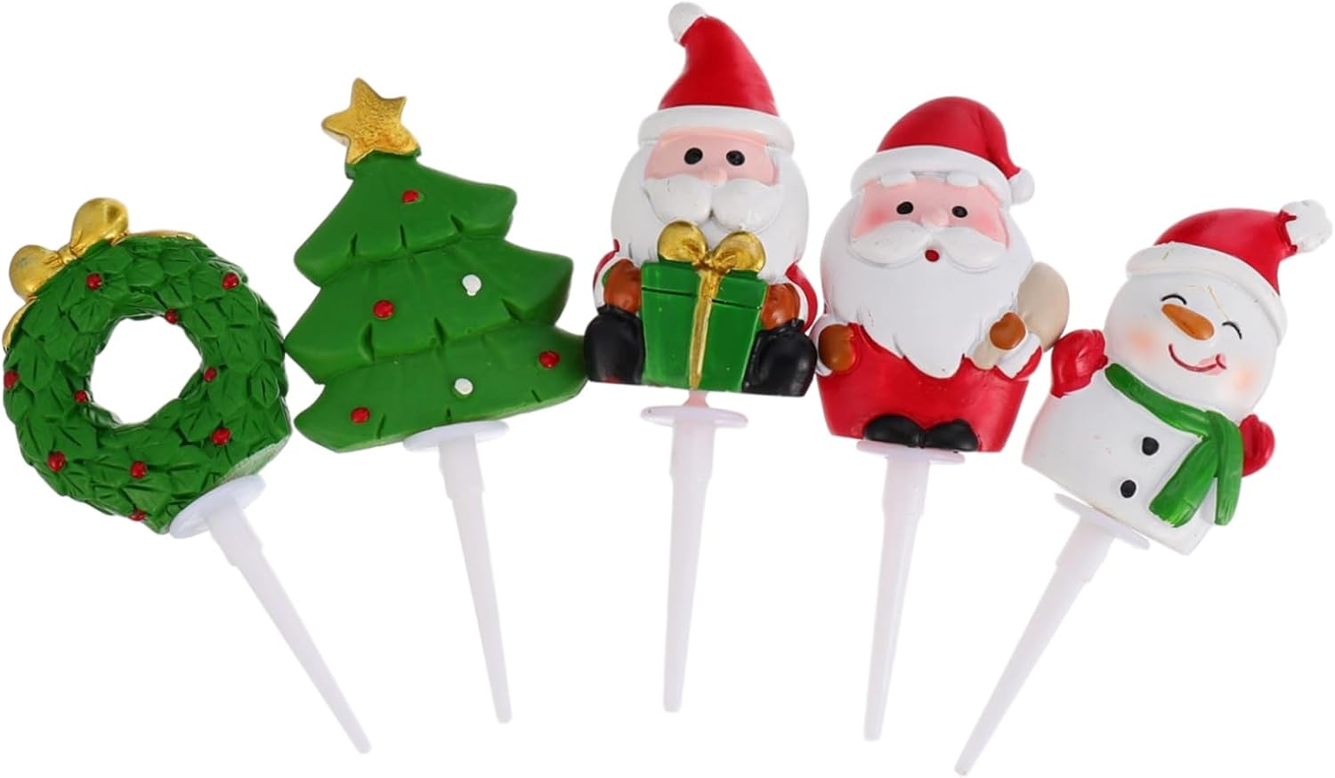 Amosfun 5Pcs Resin Old Man Snowman Tree Cake Toppers Christmas Themed Ornament Cake Decoration Festival Party Supplies image number 5
