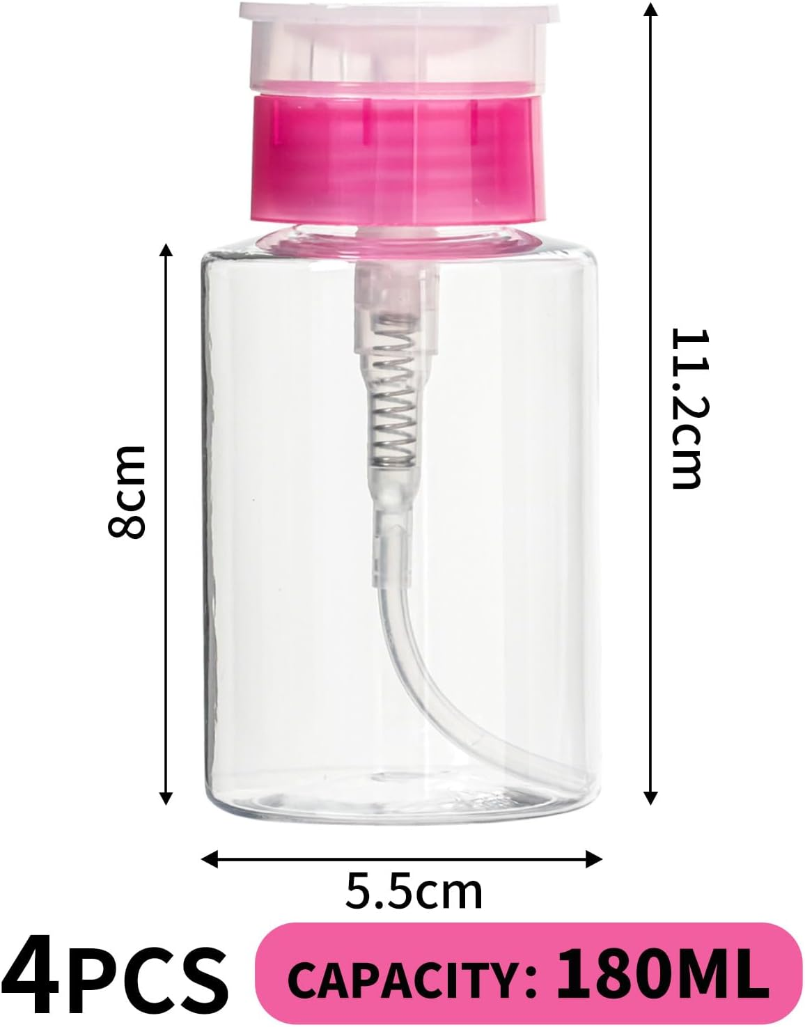 4 Pack Push down Pump Dispenser Empty Pump Bottle 180Ml Refillable Liquid Containers for Toner Makeup Remover Nail Polish Remover Travel Cosmetic Dispenser with Flip Top Lid Magenta image number 1