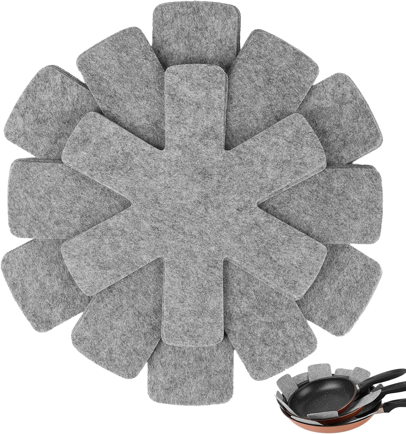 Pot and Pan Protectors, Set of 12 and 3 Different Size, Pot Dividers Pads/Stacking Pan Protectors/Pan Separators Pads for Protecting and Separating Pots and Pans image number 2