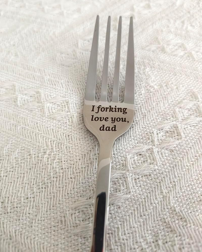 RFTWXHPN Dad Gifts Forks from Daughter Son I Forking Love You Dad Fork for Dad Christmas Birthday Gifts for Daddy Dad Dinner Fork Gifts for Father Daddy Stainless Steel Salad Forks