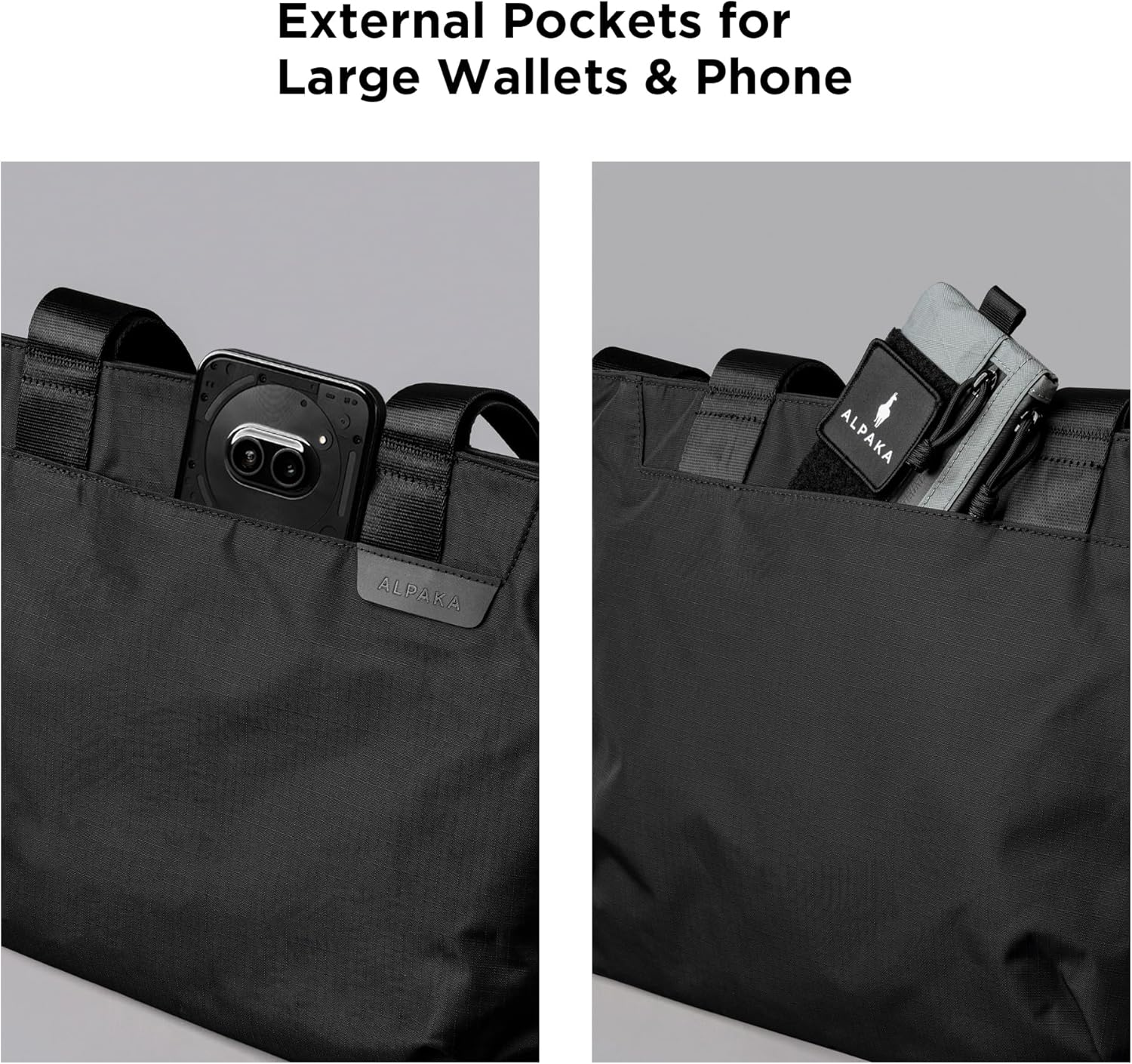 ALPAKA Elements Tote Bag 9L - Travel Totes with Lightweight, Foldable, Self-Standing, 8 Internal Pockets, Magnetic Suction (Black, S) image number 4