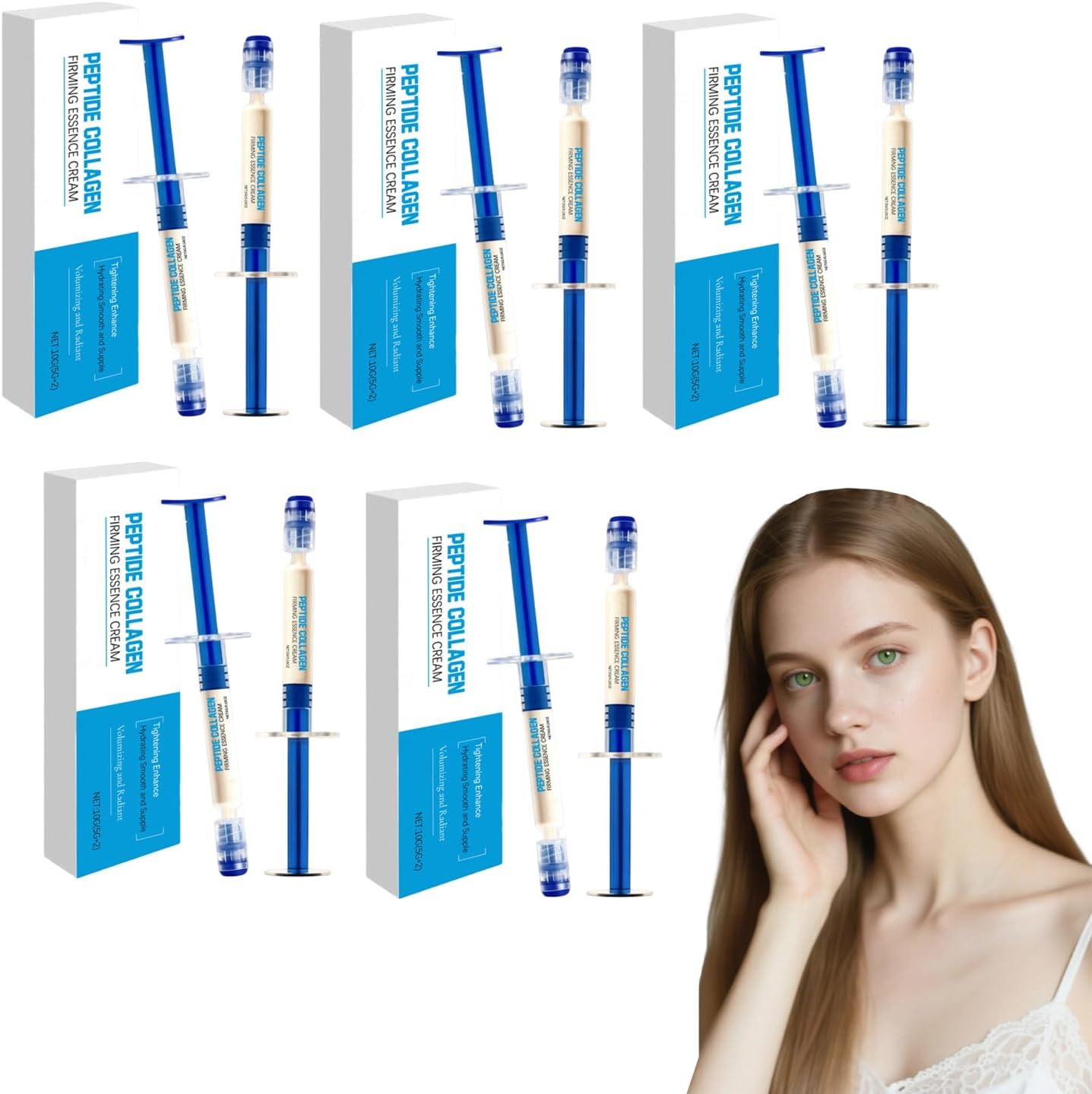 Polypeptide Collagen Firming Cream - Peptide Collagen Elastic Essence Cream - Anti-Wrinkle Firming Lotion for Tightening and Lifting, Improves Skin Elasticity and Reduce Fine Lines (8 Boxes)