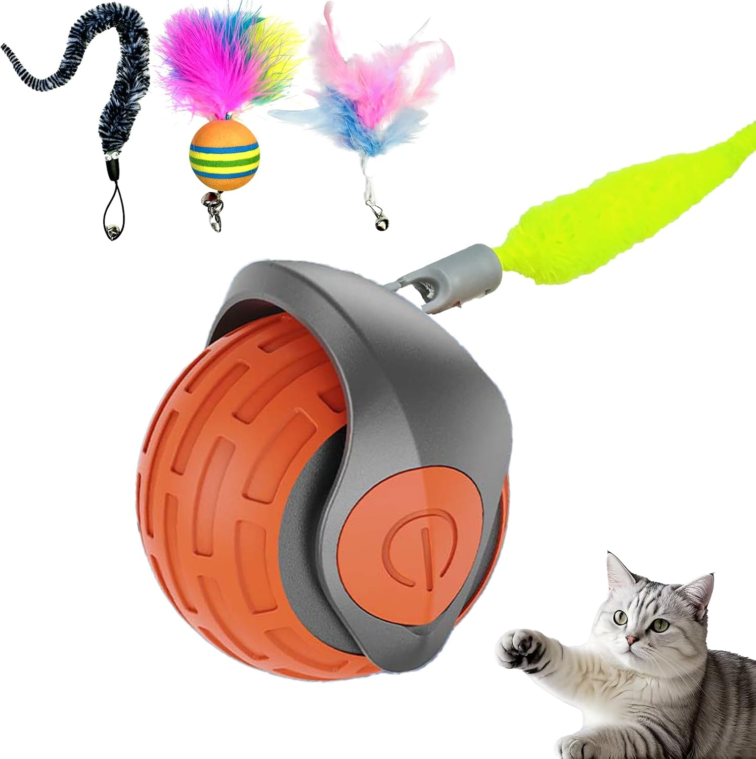 Interactive Cat Ball Toy for Indoor Cats &ndash; 2025 Upgraded Smart Rolling Ball, Adjustable Speed & Long Battery Life, Automatic Moving Cat Toy with LED Lights for Active & Playful Cats(Green)