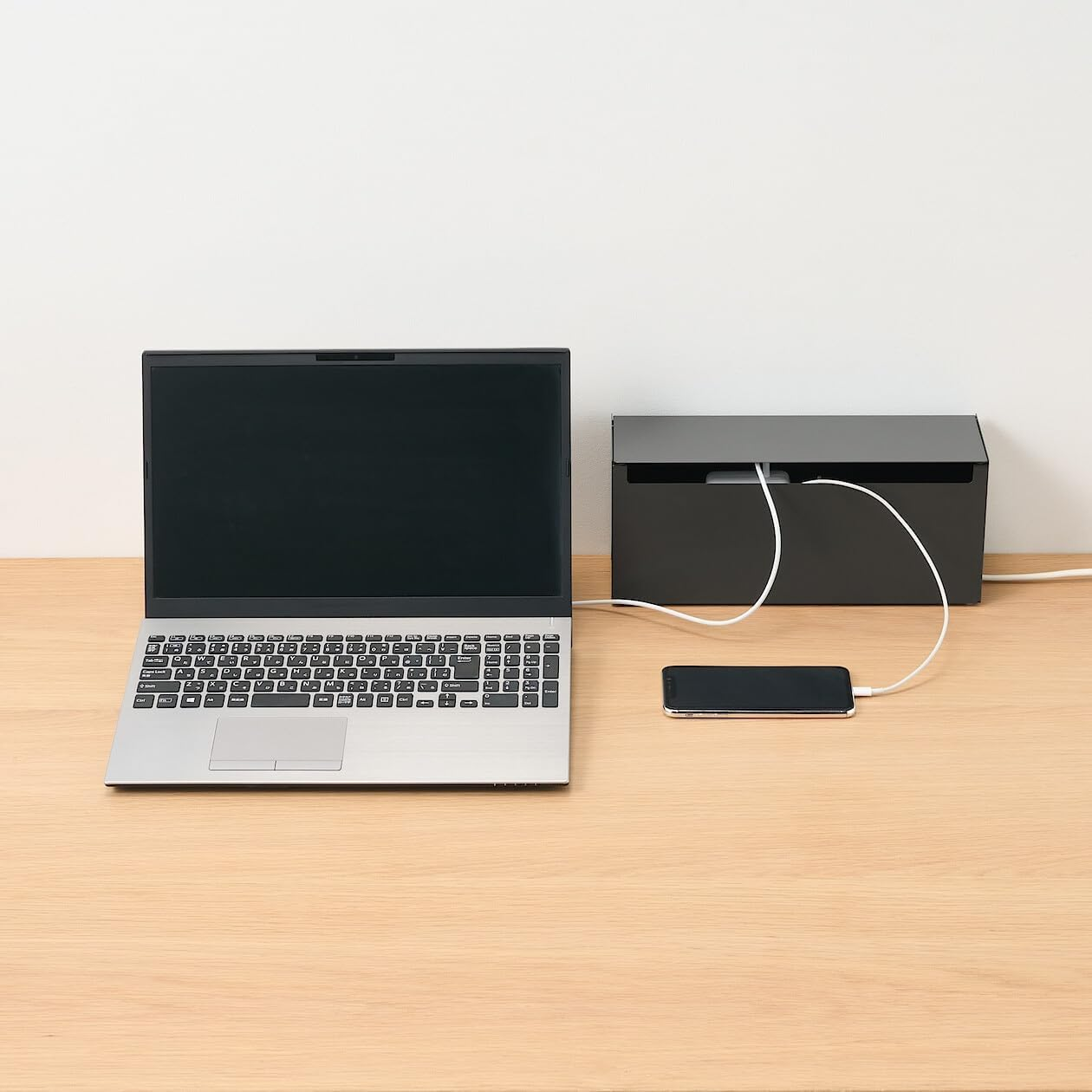 Muji 83767167 Steel Tap Storage Box Flap Type, Dark Gray, Width 12.6 X Depth 3.9 X Height 5.5 Inches (32 X 10 X 14 Cm)