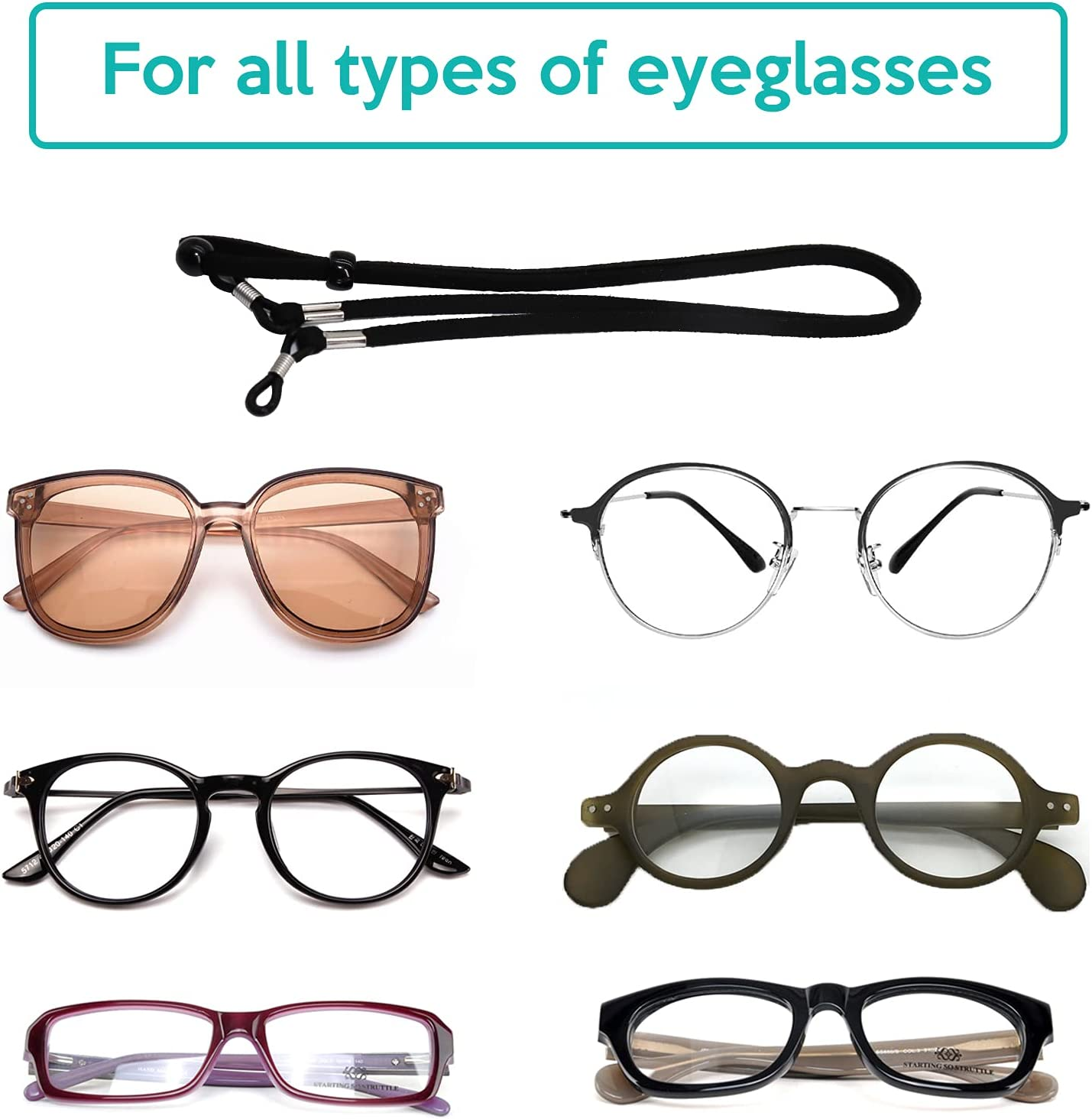 Adjustable Eyewear Retainer Valuehall 5Pcs PU Leather Glasses Strap Non-Slip Spectacles Cord Suitable for All Types of Eyeglasses V6A01 image number 4