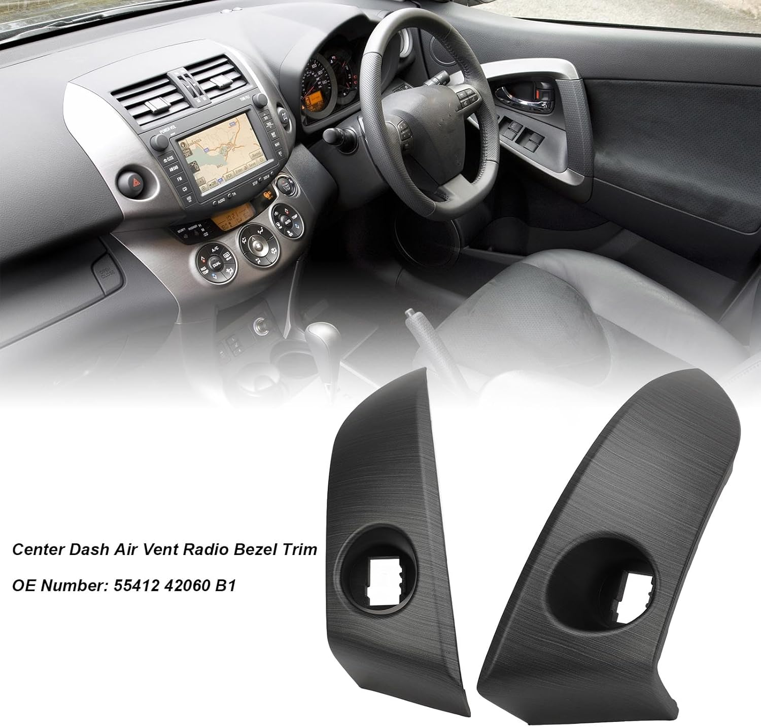 Center Dash Air Vent Radio Bezel Trim, Dashboard Air Vent Cover Trim, Adjustable Air Volume Center Dash Air Vent Panel with ABS Materials for 2006 to 2012 image number 3
