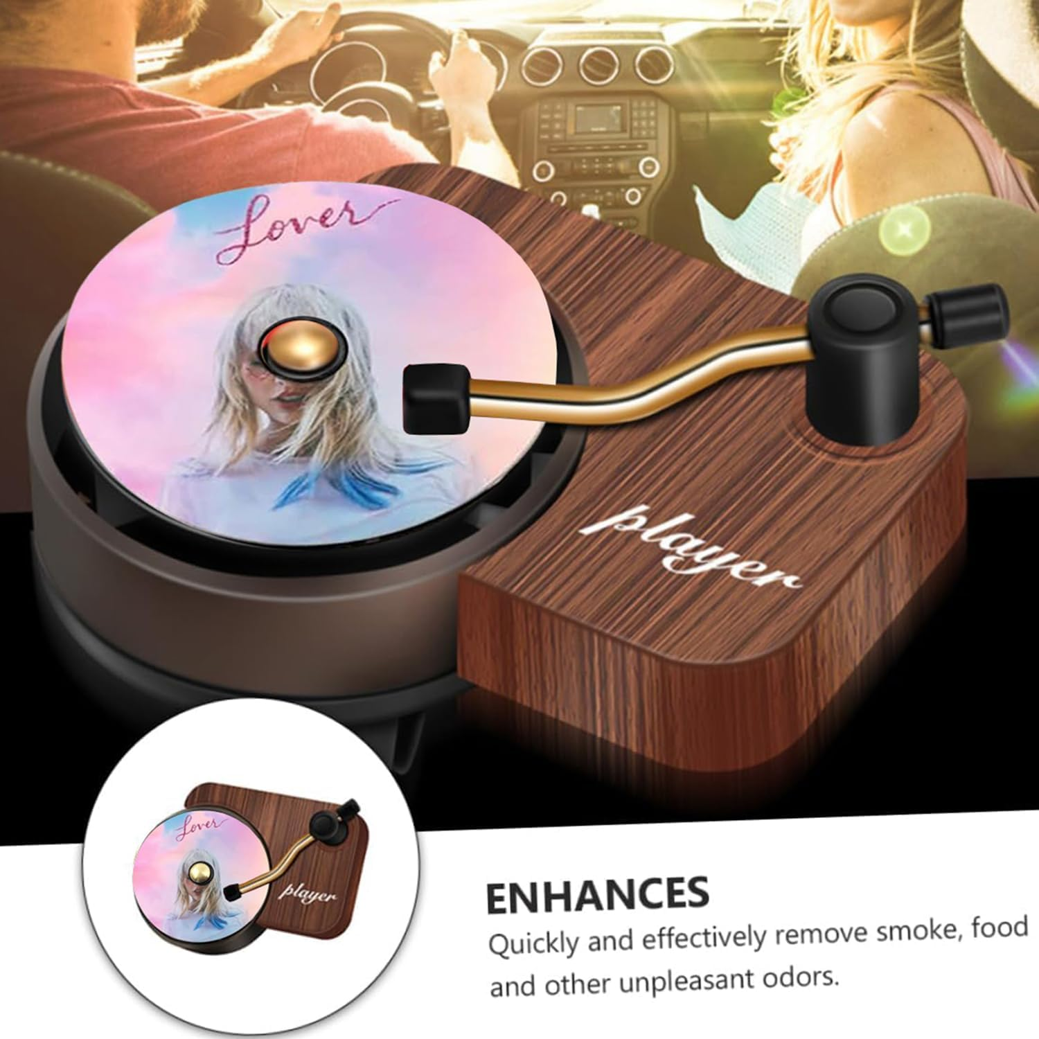 2 Pcs Taylor Car Air Fresheners Vent Clips with 12 Pcs Album Cover Air Fresheners, Retro Style Record Player Air Freshener Car Accessories Decoration, Music Lovers Gift image number 5