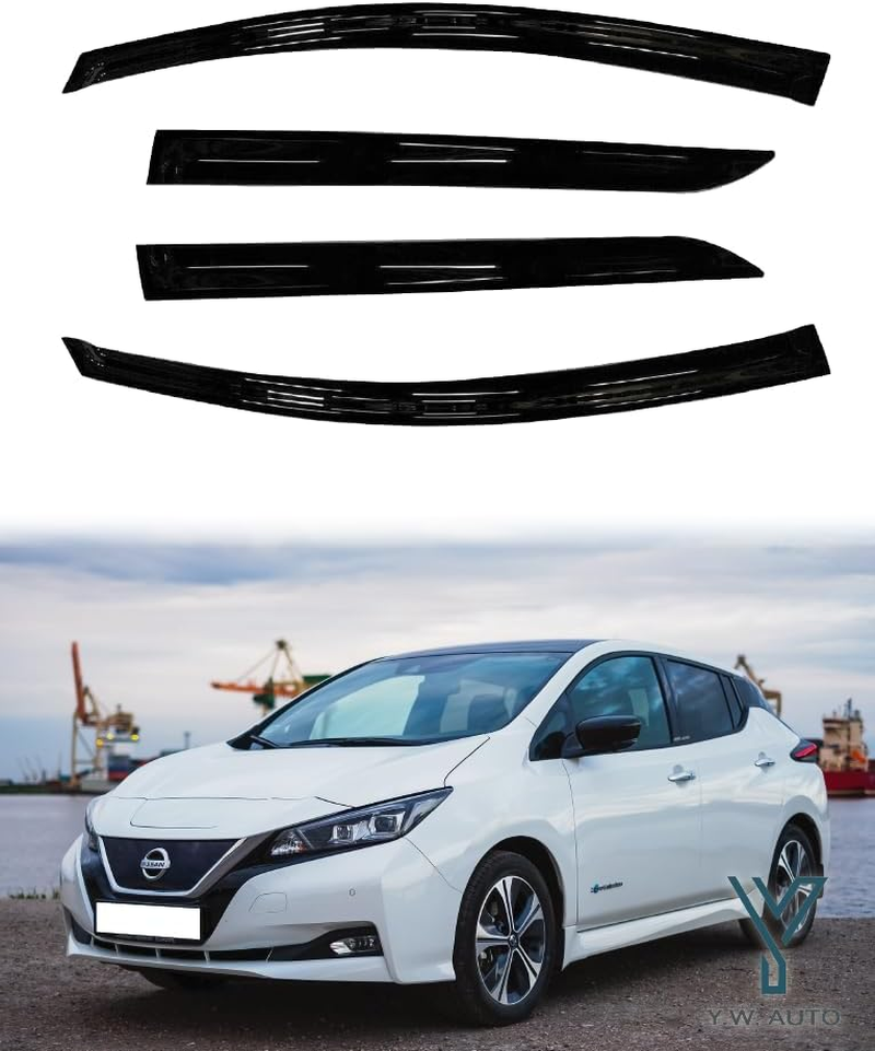 YW AUTO Out Channel Ventvisor/Window Deflectors/Window Visor | Fits 2018 - on Nissan Leaf, 4 Pcs.