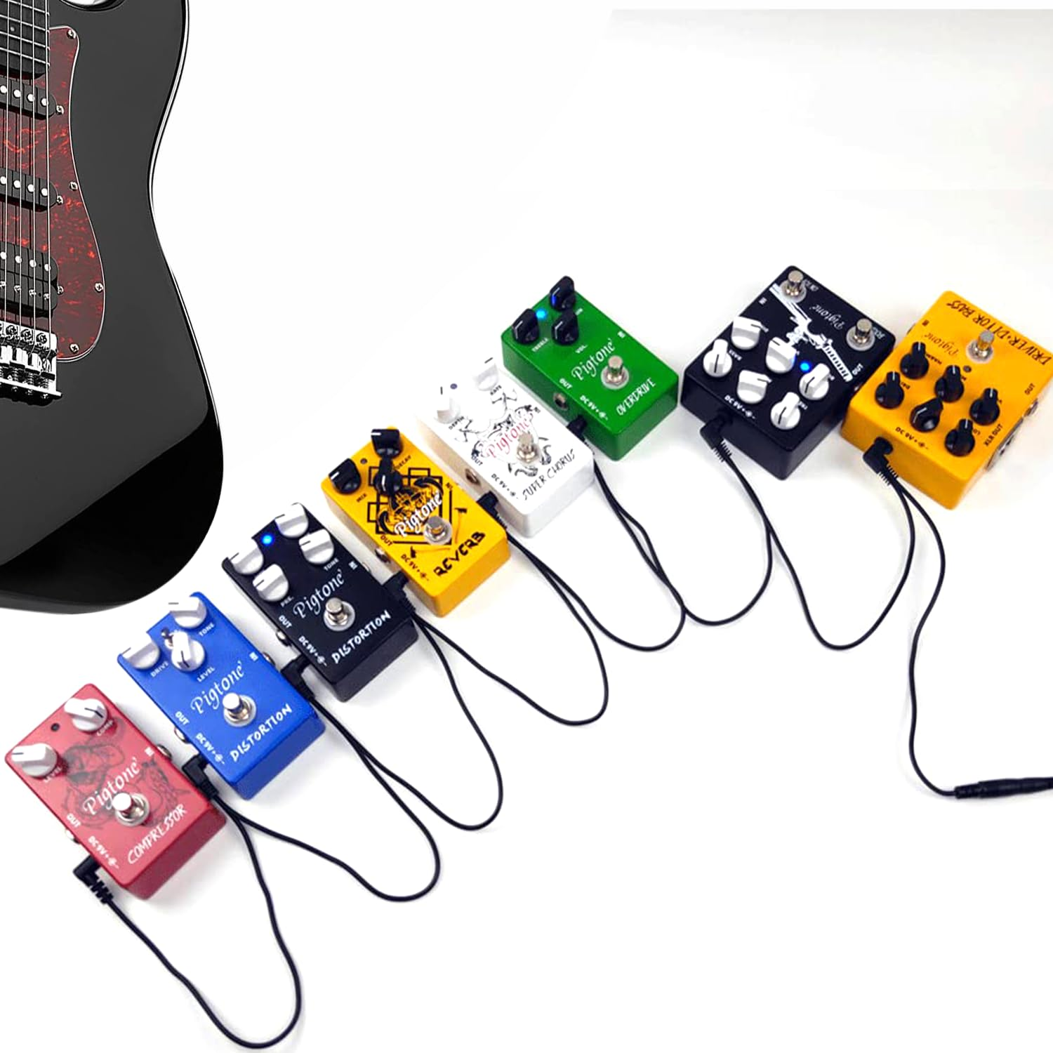 Security-01 Guitar Pedal Power Supply Splitter Cable, 1 to 8 Way Daisy Chain Cables,8 Ways Guitar Effects Pedal Accessories Multi-Plug Power Cable
